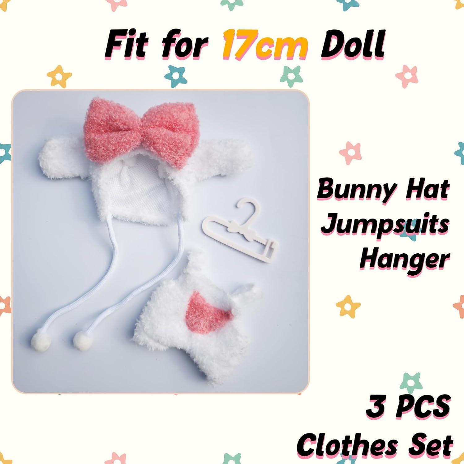 Conjunto de Ropa y Zapatos para Muñecas 17cm Lukax Conejo Rosa 4 Pcs