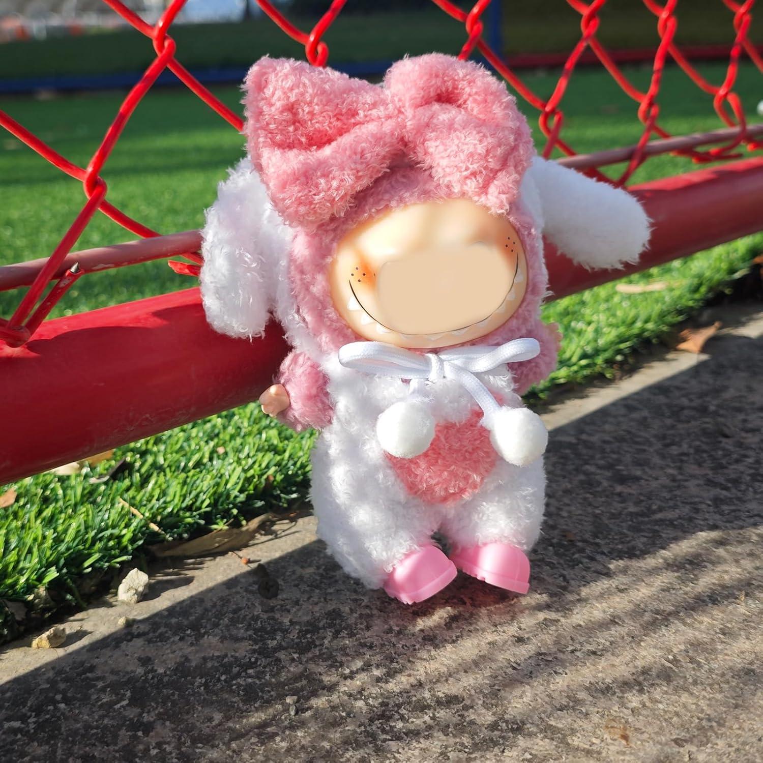 Conjunto de Ropa y Zapatos para Muñecas 17cm Lukax Conejo Rosa 4 Pcs