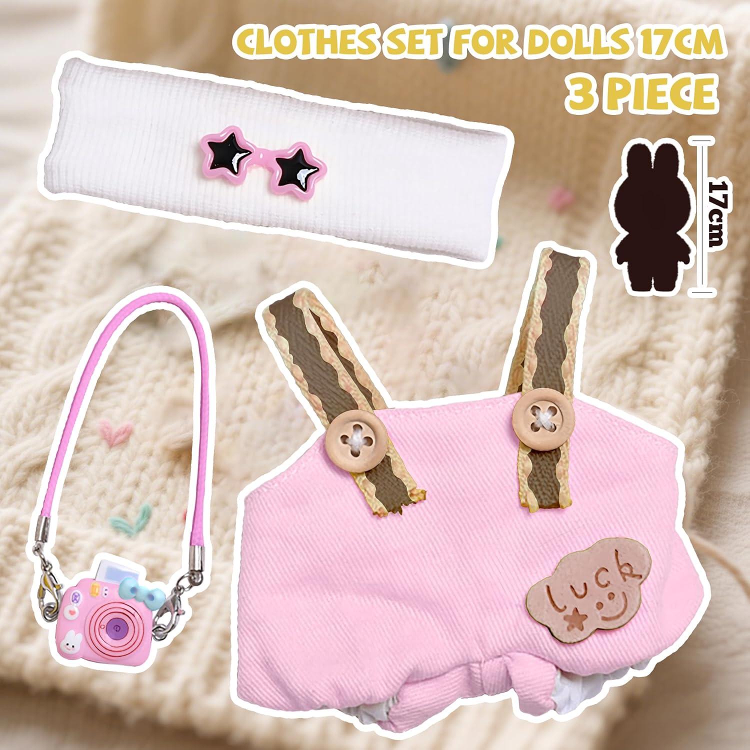 Conjunto de Ropa para Muñecas de 17cm Rosa - 3 Piezas