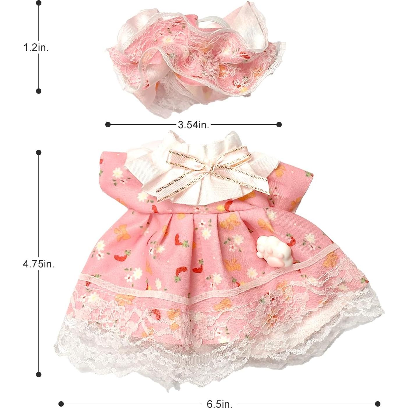 Conjunto de Ropa de Muñeca de 17cm Labubu - 5 Piezas Rosa
