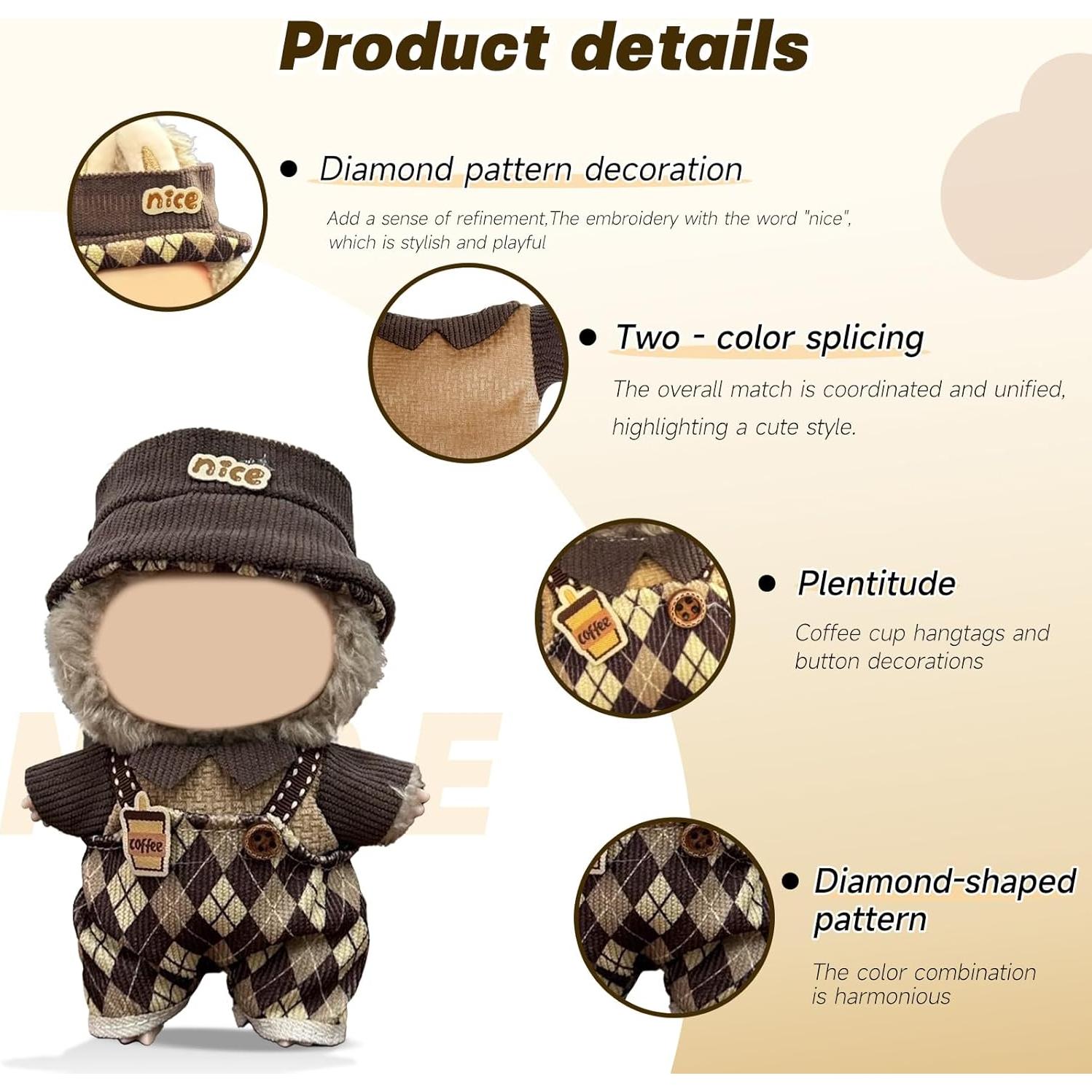 Conjunto de Ropa para Muñecas 17cm YUFUDUO 3PCS Marrón