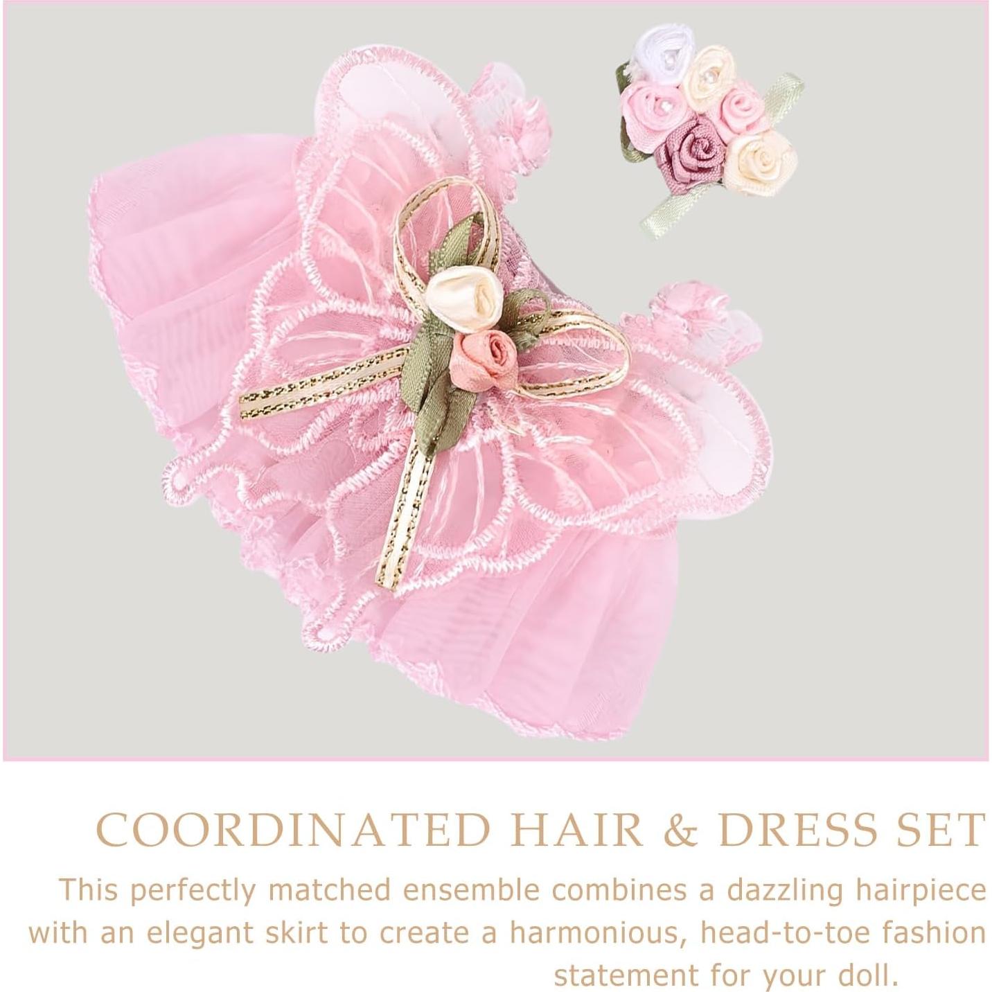 Conjunto de Ropa para Muñecas 15cm/17cm LB - Vestido Rosa con Accesorios