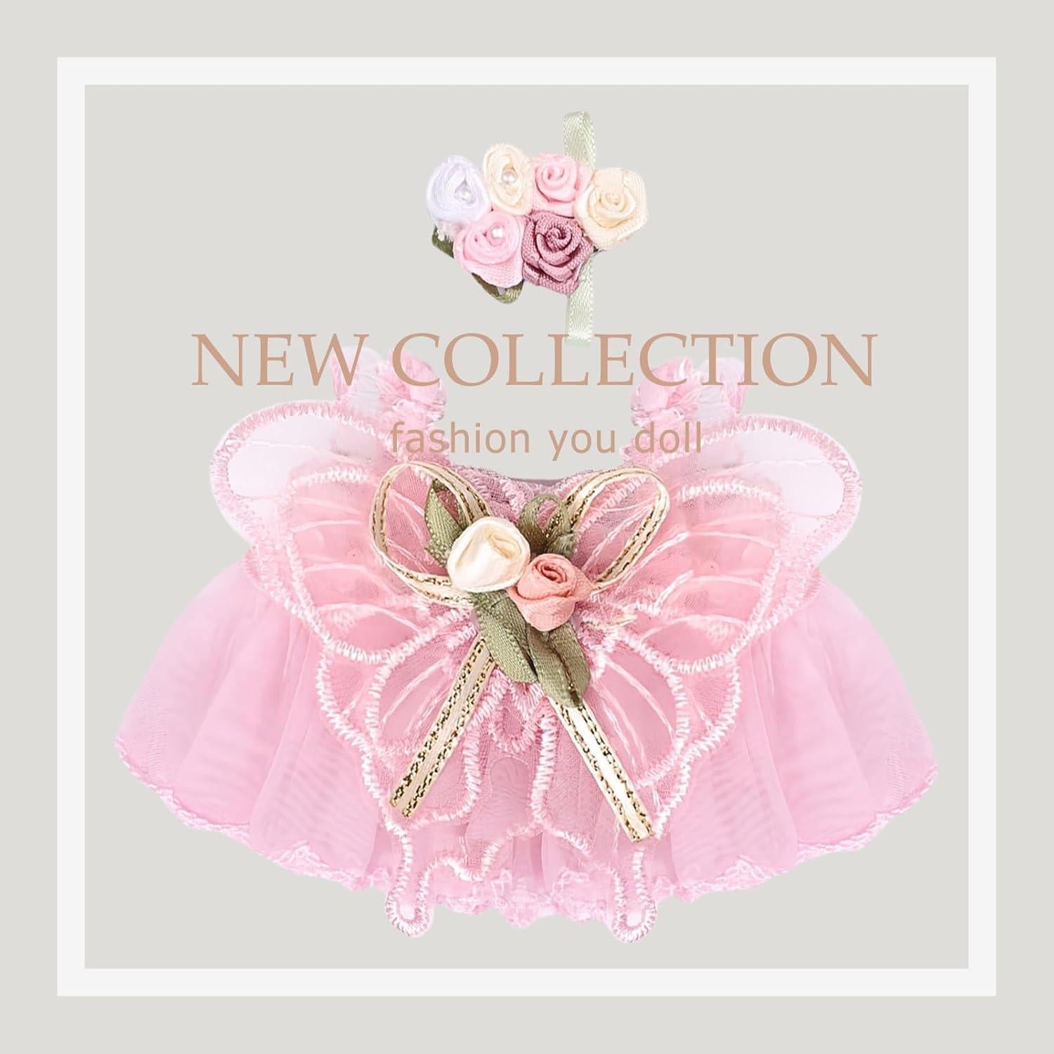 Conjunto de Ropa para Muñecas 15cm/17cm LB - Vestido Rosa con Accesorios