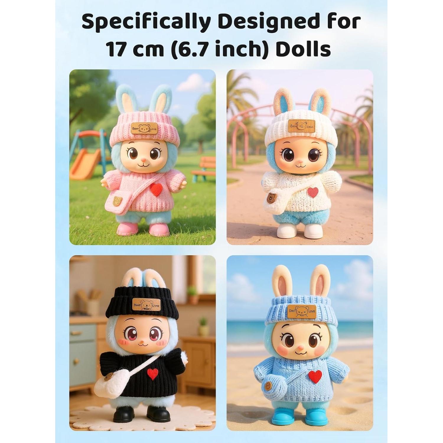 Conjunto de Ropa de Muñeca VVQUI 4 Piezas 17 cm Rosa/Negro/Blanco/Azul