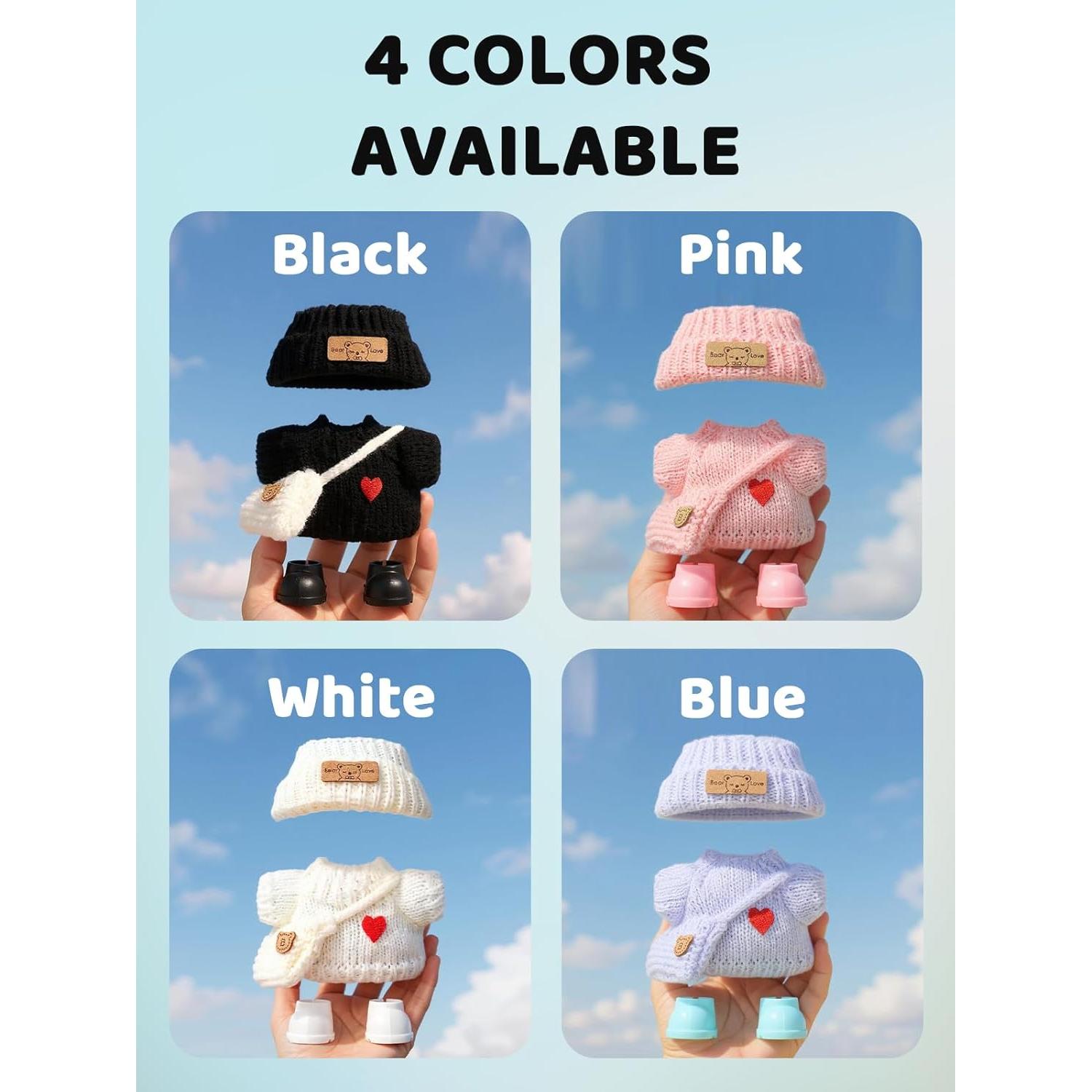 Conjunto de Ropa de Muñeca VVQUI 4 Piezas 17 cm Rosa/Negro/Blanco/Azul