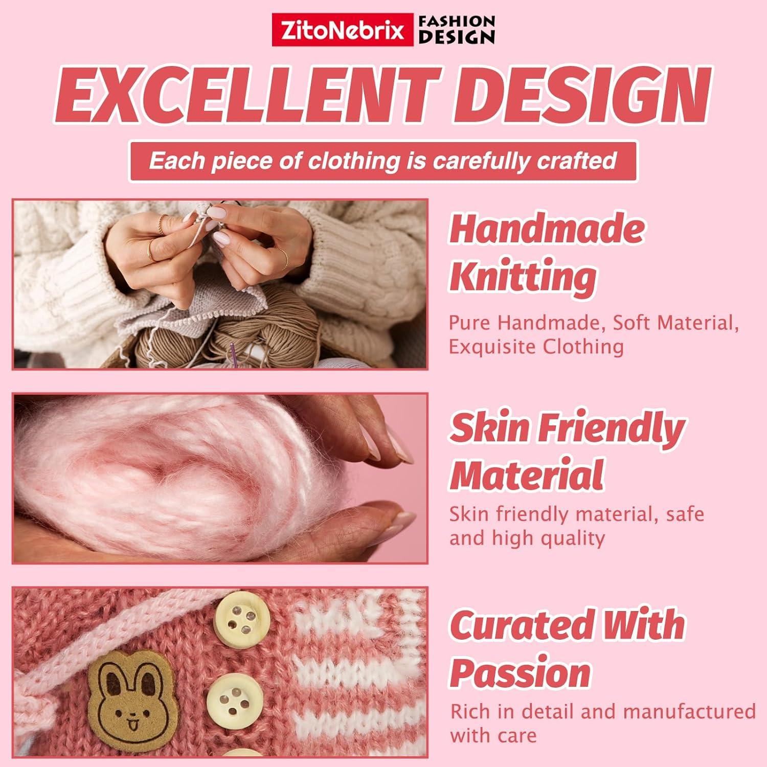 Conjunto de Ropa de Muñeca Rosa Claro 5 Piezas Hecho a Mano