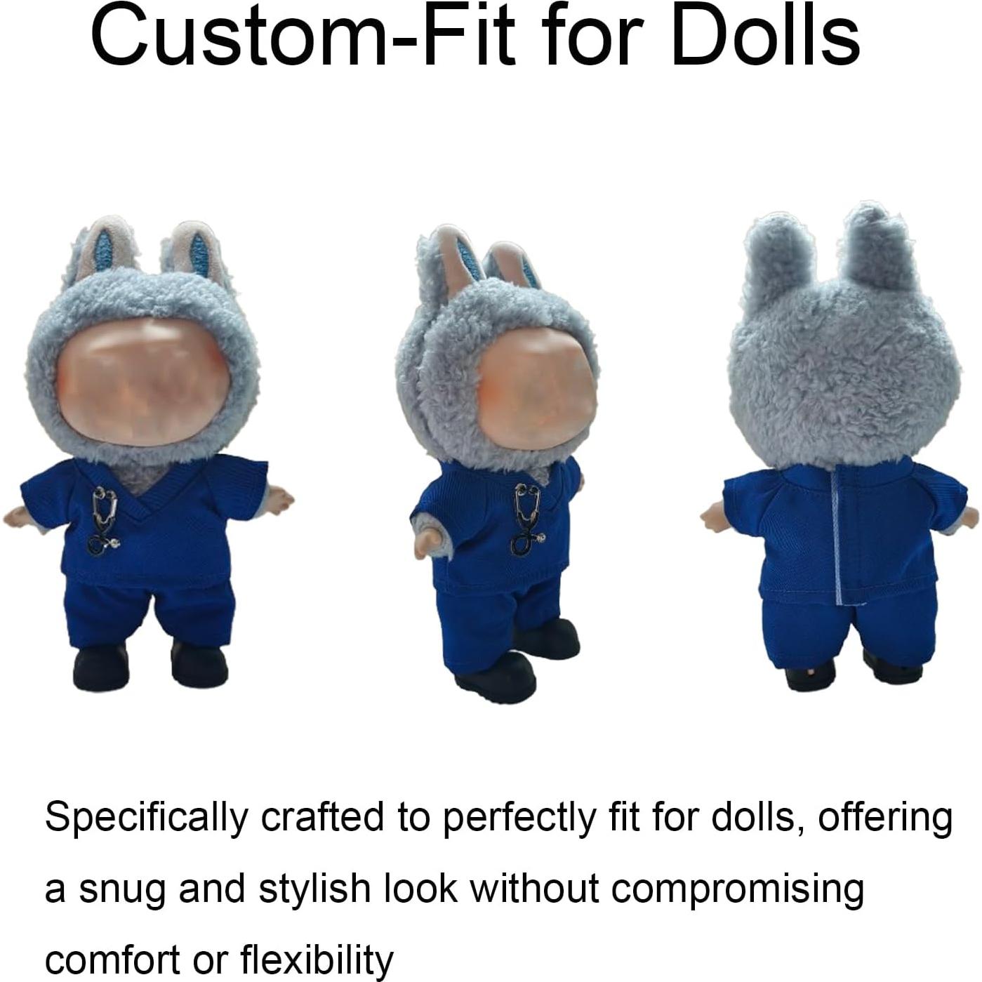 Conjunto Médico Hecho a Mano para Muñeca LBB 17cm - Scrubs Azul