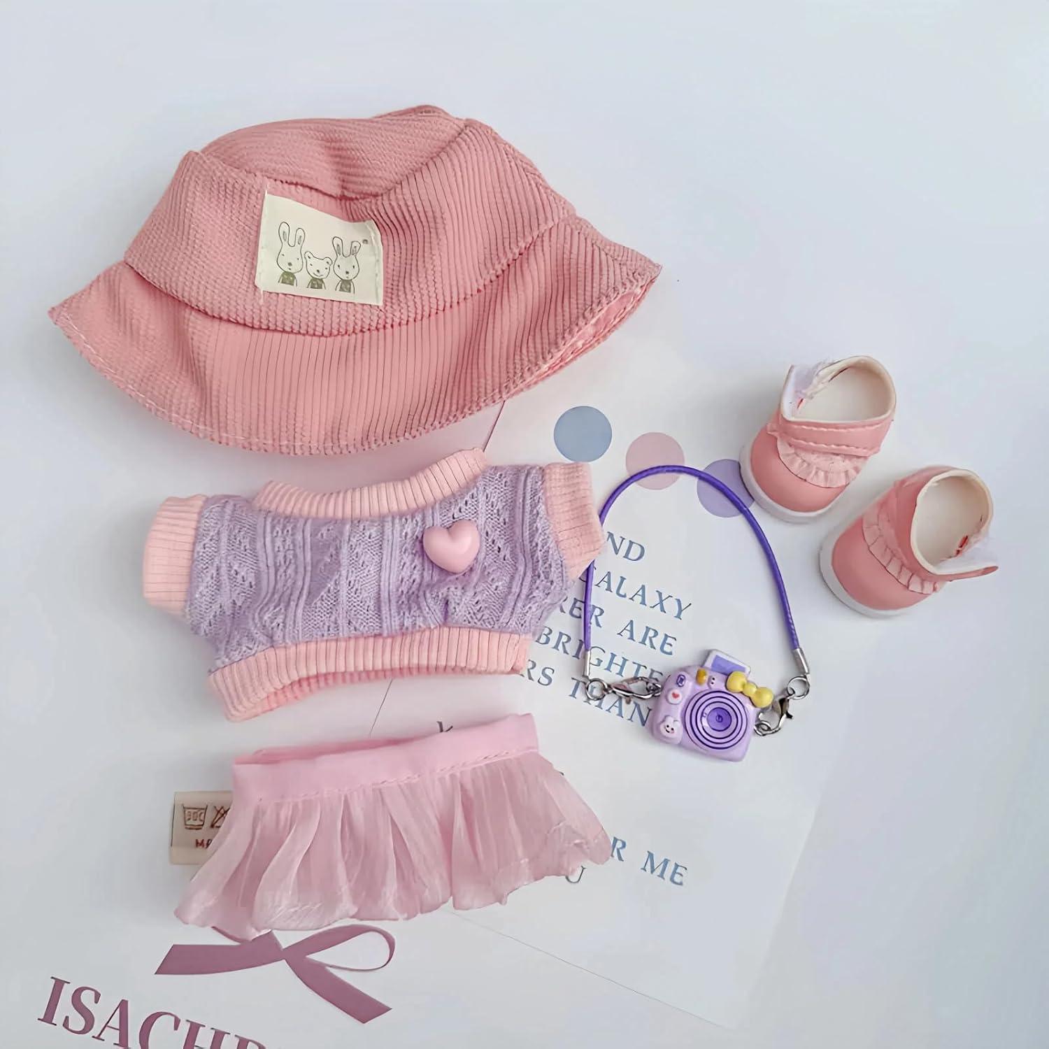 Conjunto de Ropa Kawaii para Muñecas 17cm FAMOR 5 Piezas Rosa