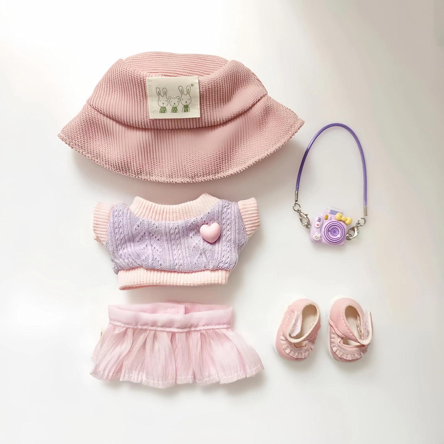 Conjunto de Ropa Kawaii para Muñecas 17cm FAMOR 5 Piezas Rosa