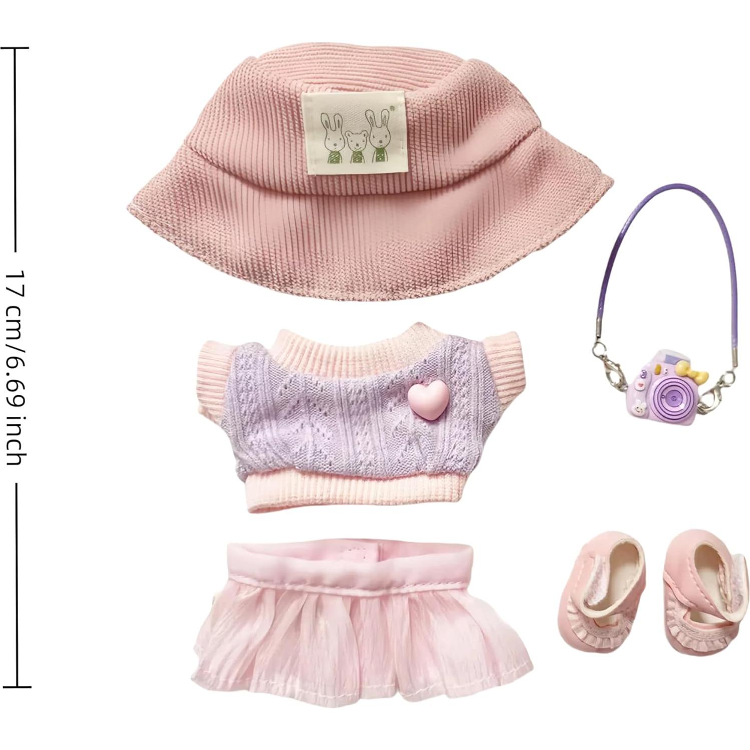 Conjunto de Ropa Kawaii para Muñecas 17cm FAMOR 5 Piezas Rosa