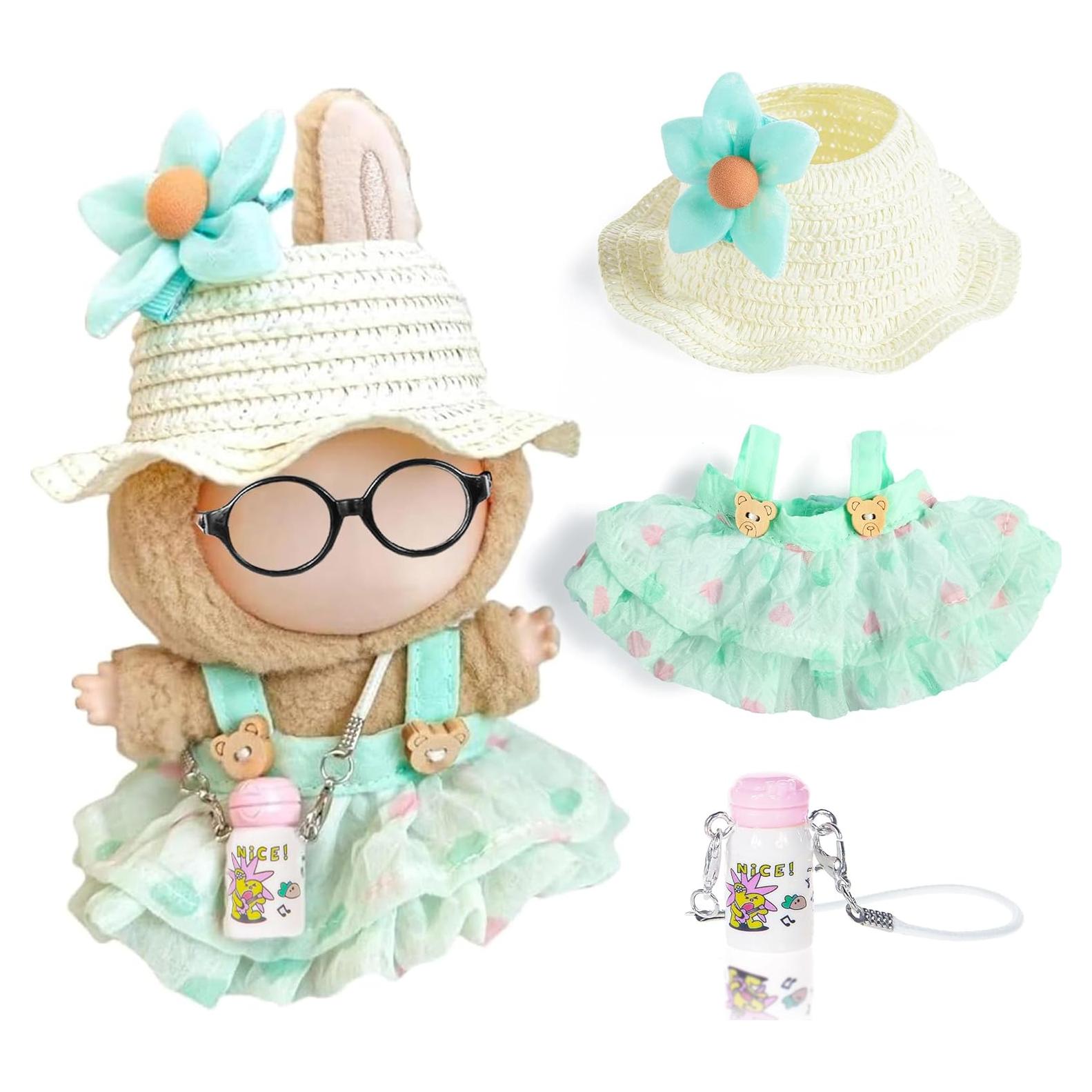 Conjunto de Ropa Kawaii para Muñecas 17cm - Vestido Floral Verde