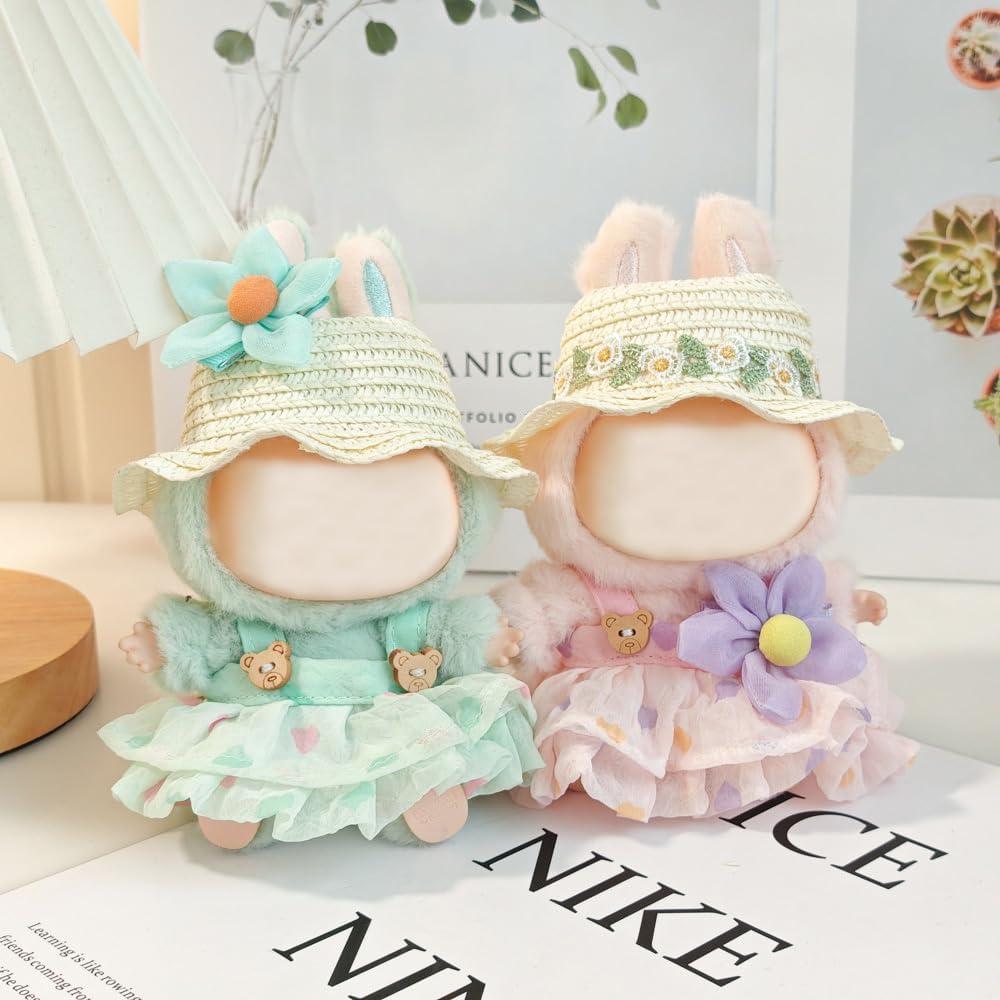 Conjunto de Ropa Kawaii para Muñecas 17cm - Vestido Floral Verde