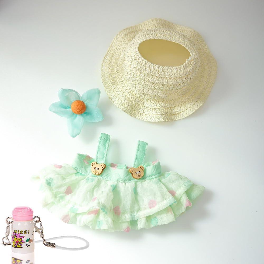 Conjunto de Ropa Kawaii para Muñecas 17cm - Vestido Floral Verde