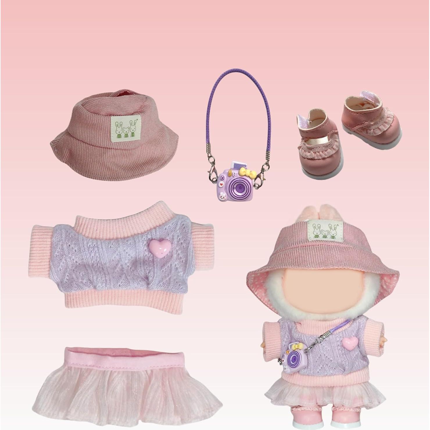 Conjunto de Ropa para Muñeca 17cm Coruja - 5 Piezas Rosa