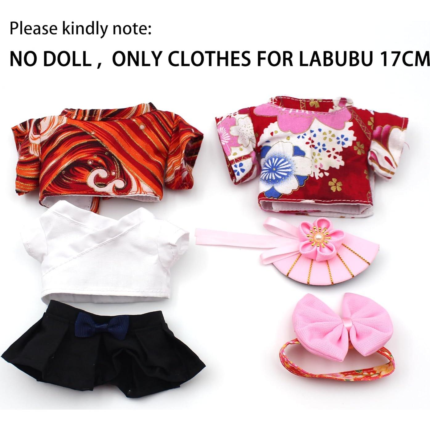 Ropa de muñeca Labubu 17cm Kimono Japonés Edo Hecho a Mano