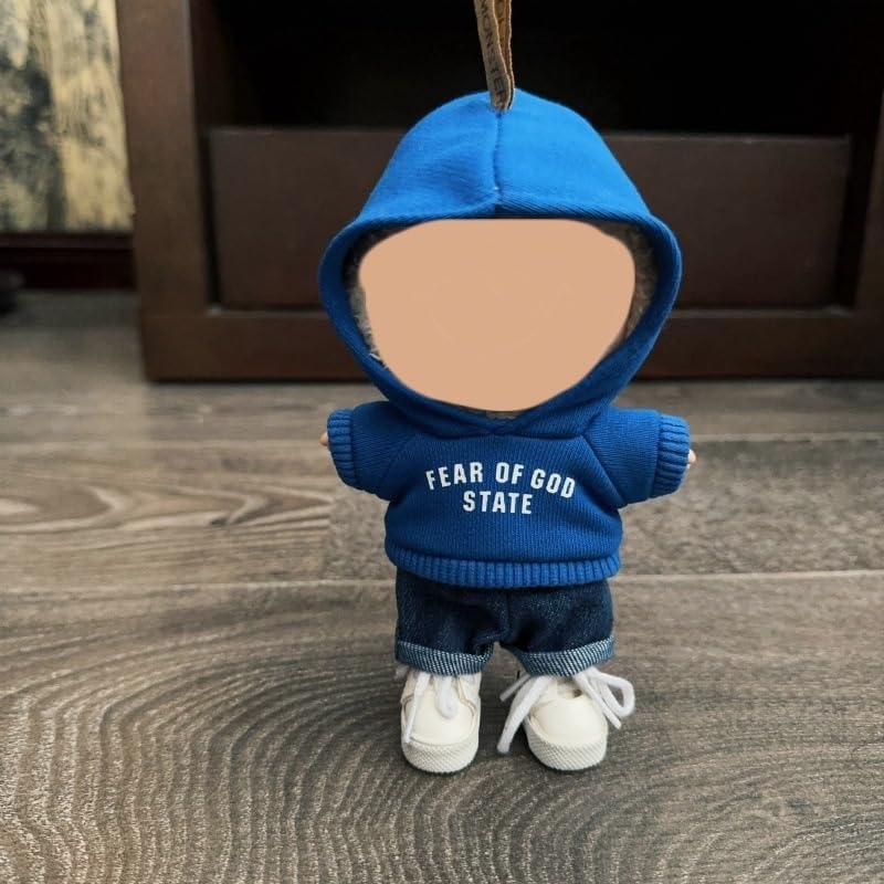 Conjunto de Ropa para Muñeca Labubu 17cm - Sudadera Azul y Jeans