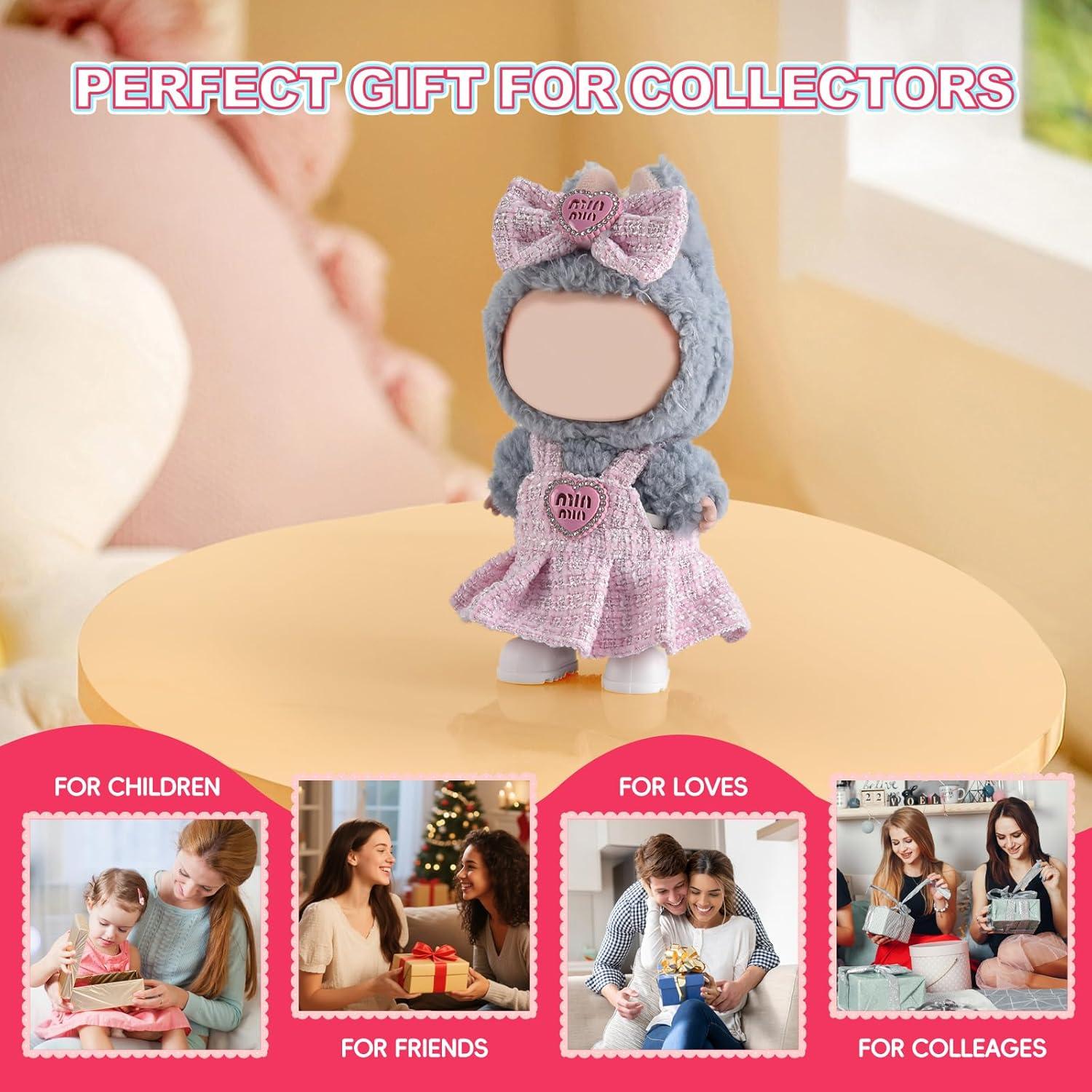 Conjunto de Ropa para Muñecas LABUBU - Vestido Rosa con Lazo y Botas