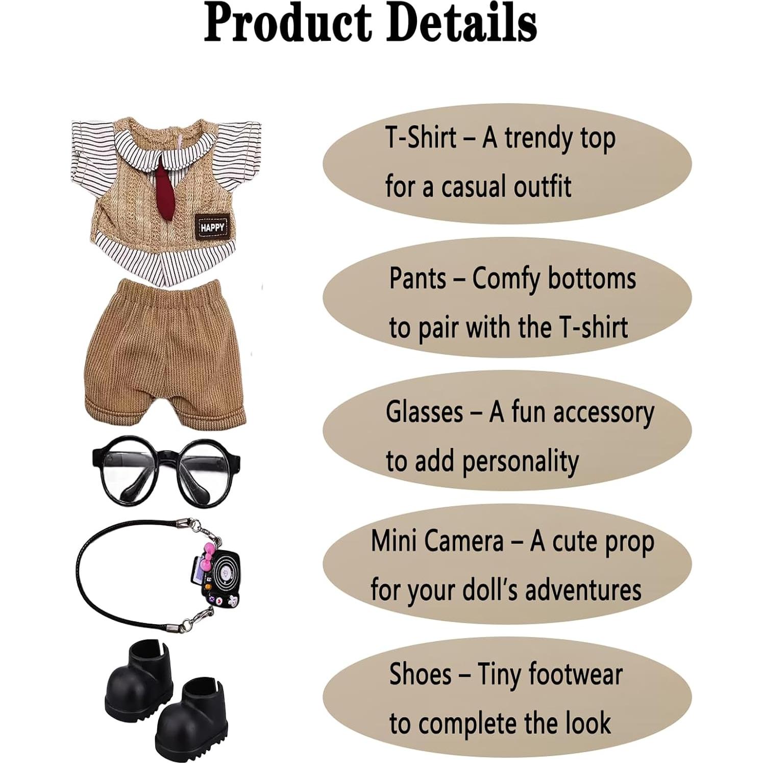 Conjunto de Ropa para Muñecas 17cm - TITAAEAA, 5 Piezas