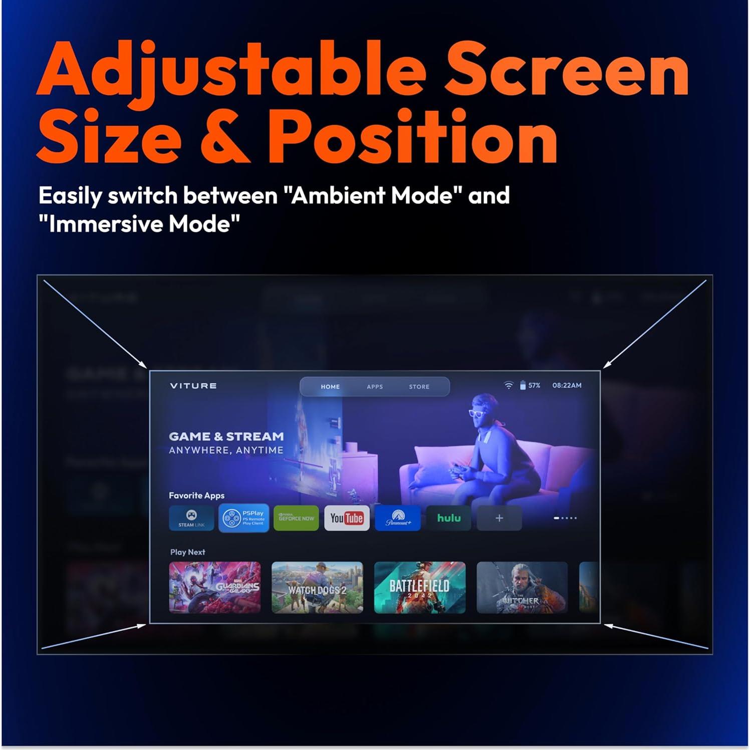 VITURE One Neckband 128GB Juegos en la Nube Bluetooth Negro