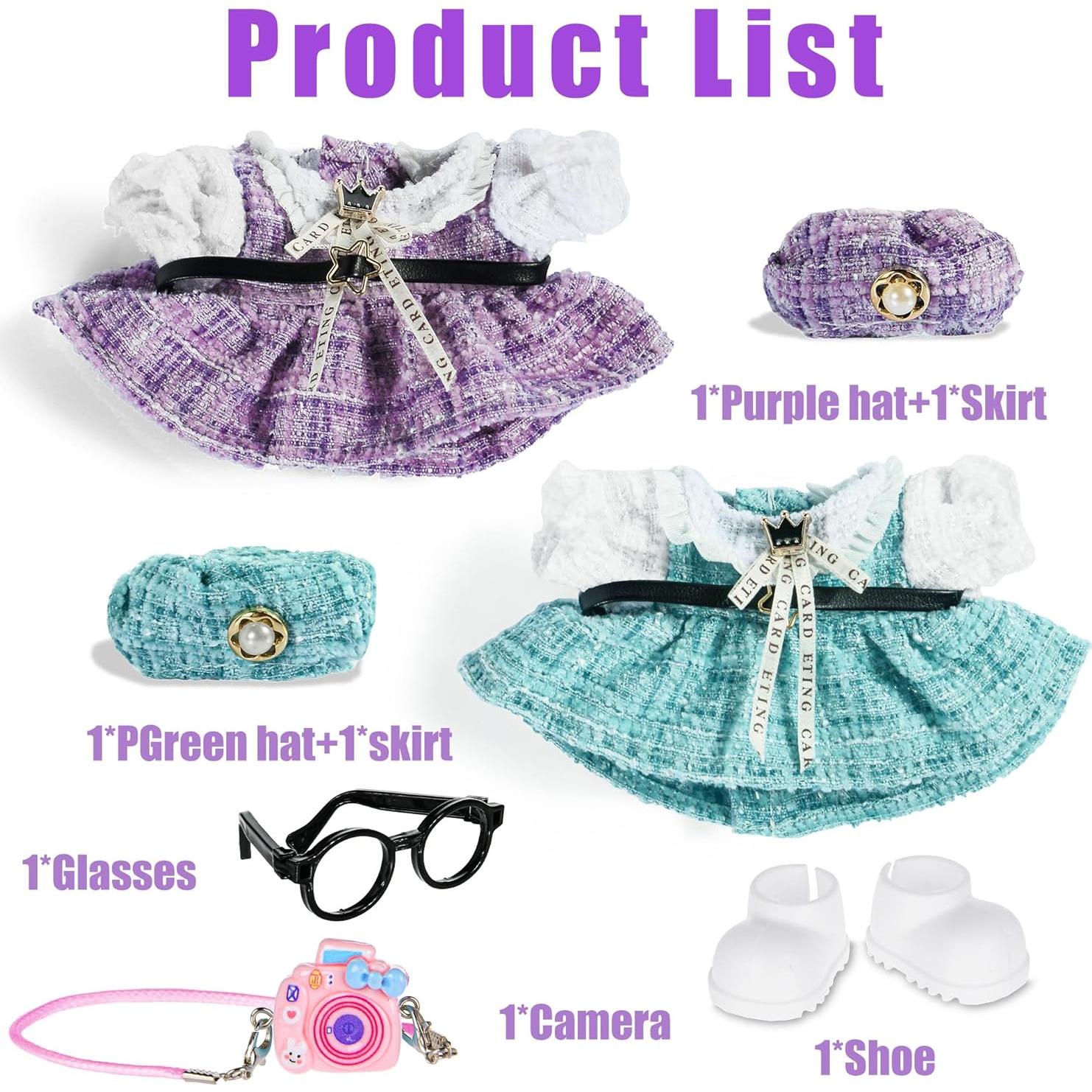 2 Conjuntos de Ropa Kawaii dollbie para Muñecas 17cm