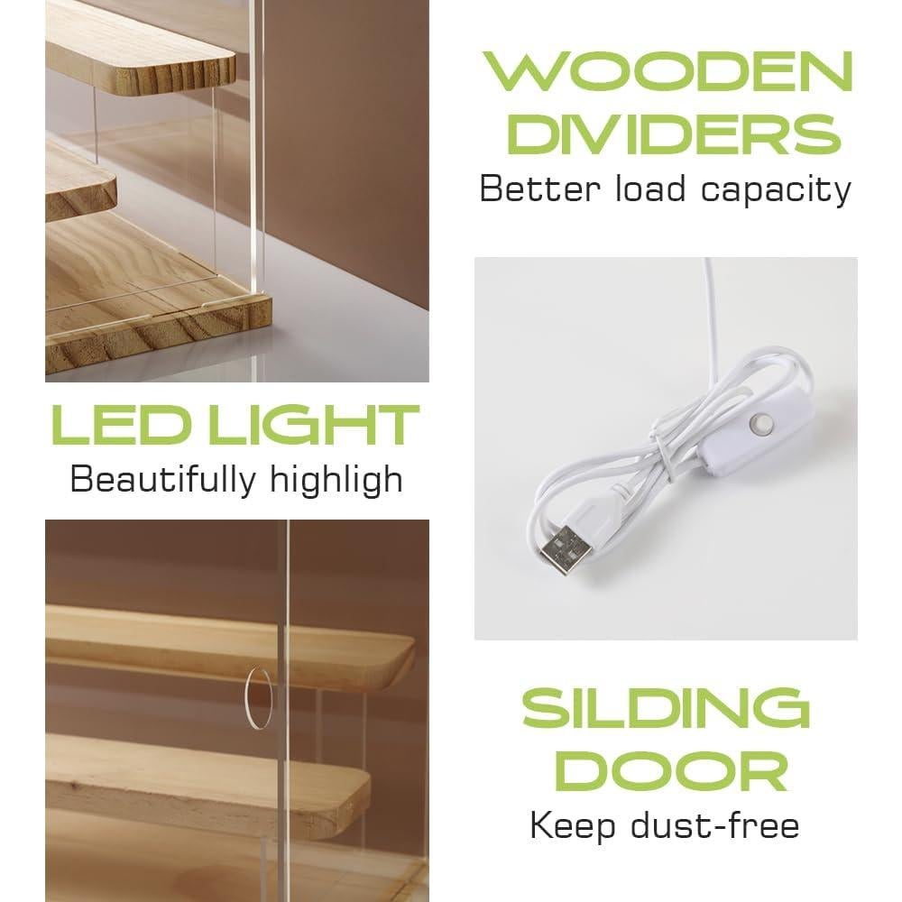 Estuche de exhibición acrílico premium 5 niveles labubu 32x34 cm