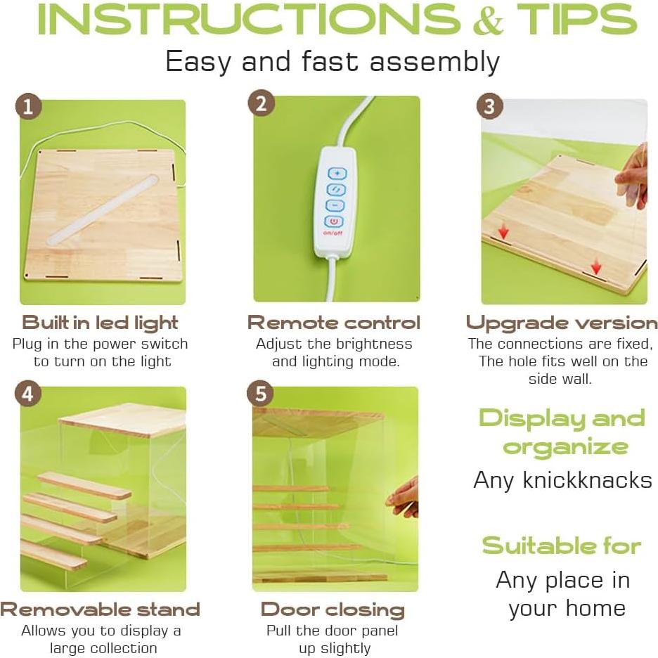 Estuche de exhibición acrílico premium 5 niveles labubu 32x34 cm