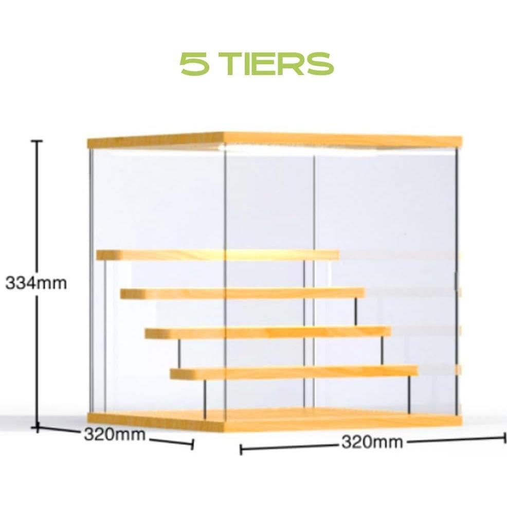 Estuche de exhibición acrílico premium 5 niveles labubu 32x34 cm