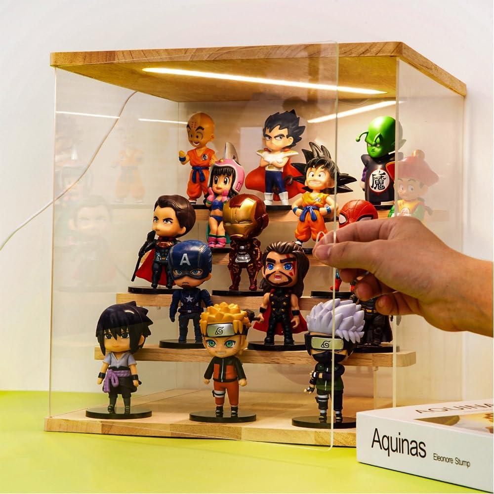 Estuche de exhibición acrílico premium 5 niveles labubu 32x34 cm