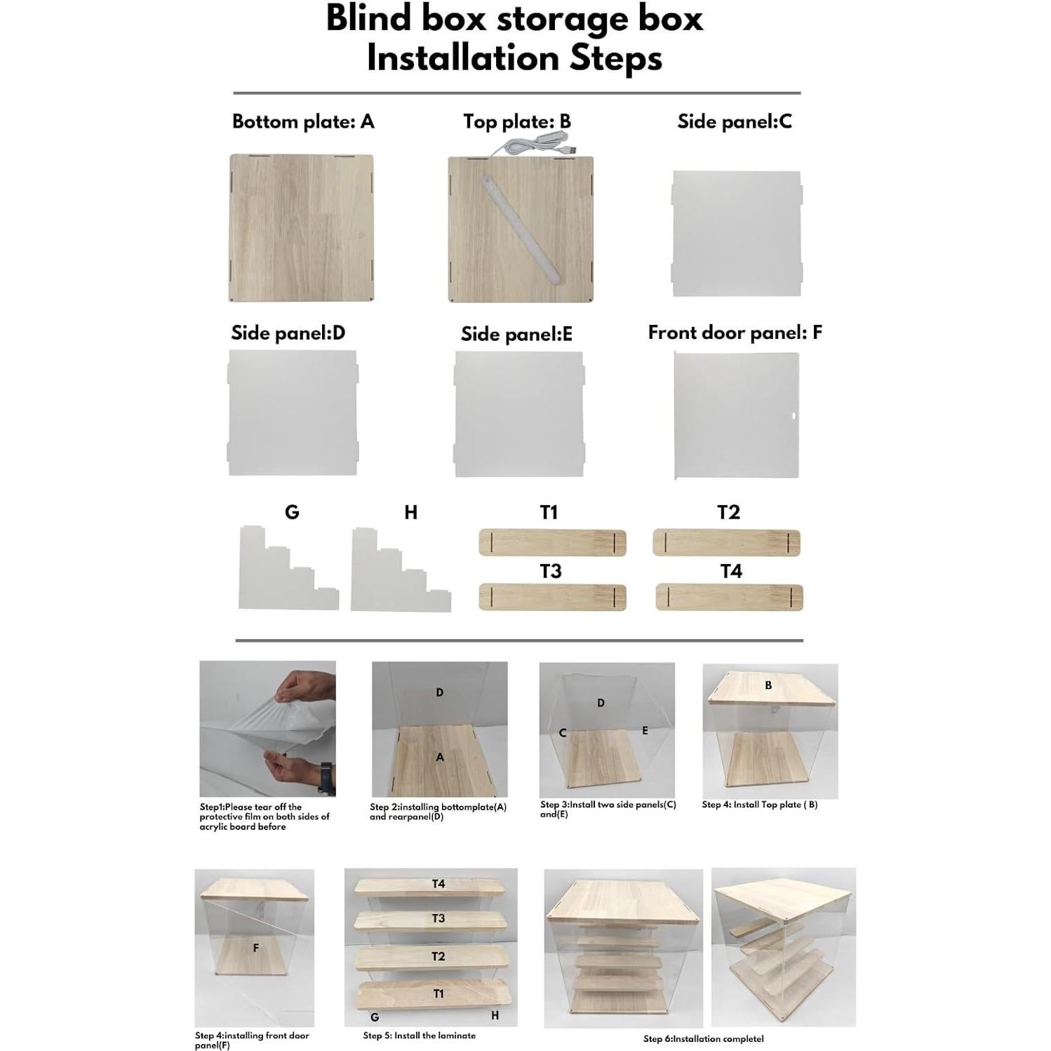 Estuche de exhibición acrílico premium 5 niveles labubu 32x34 cm