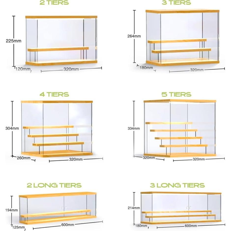 Estuche de exhibición acrílico premium 5 niveles labubu 32x34 cm