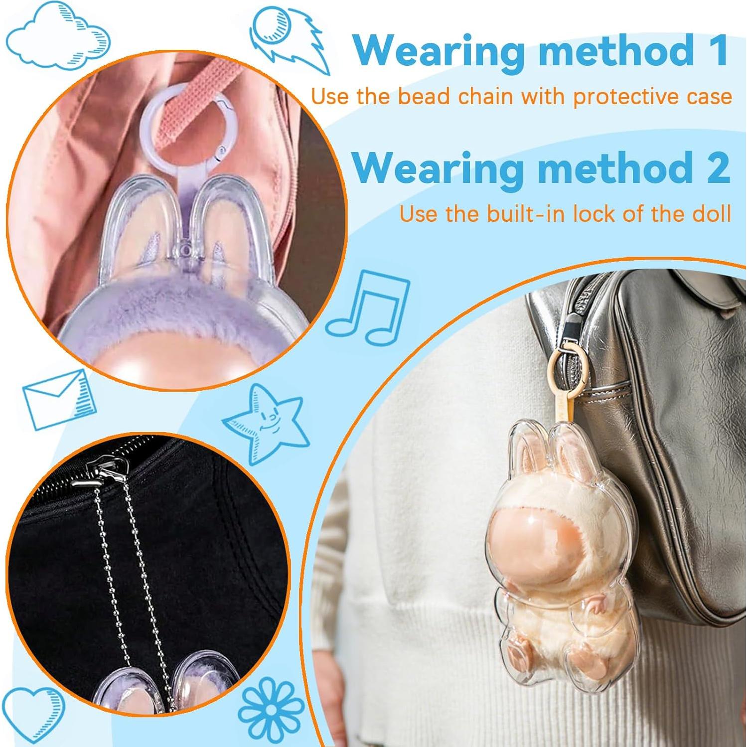 Caja Protectora Acrílica para Muñecas Labubu 17.5x10cm