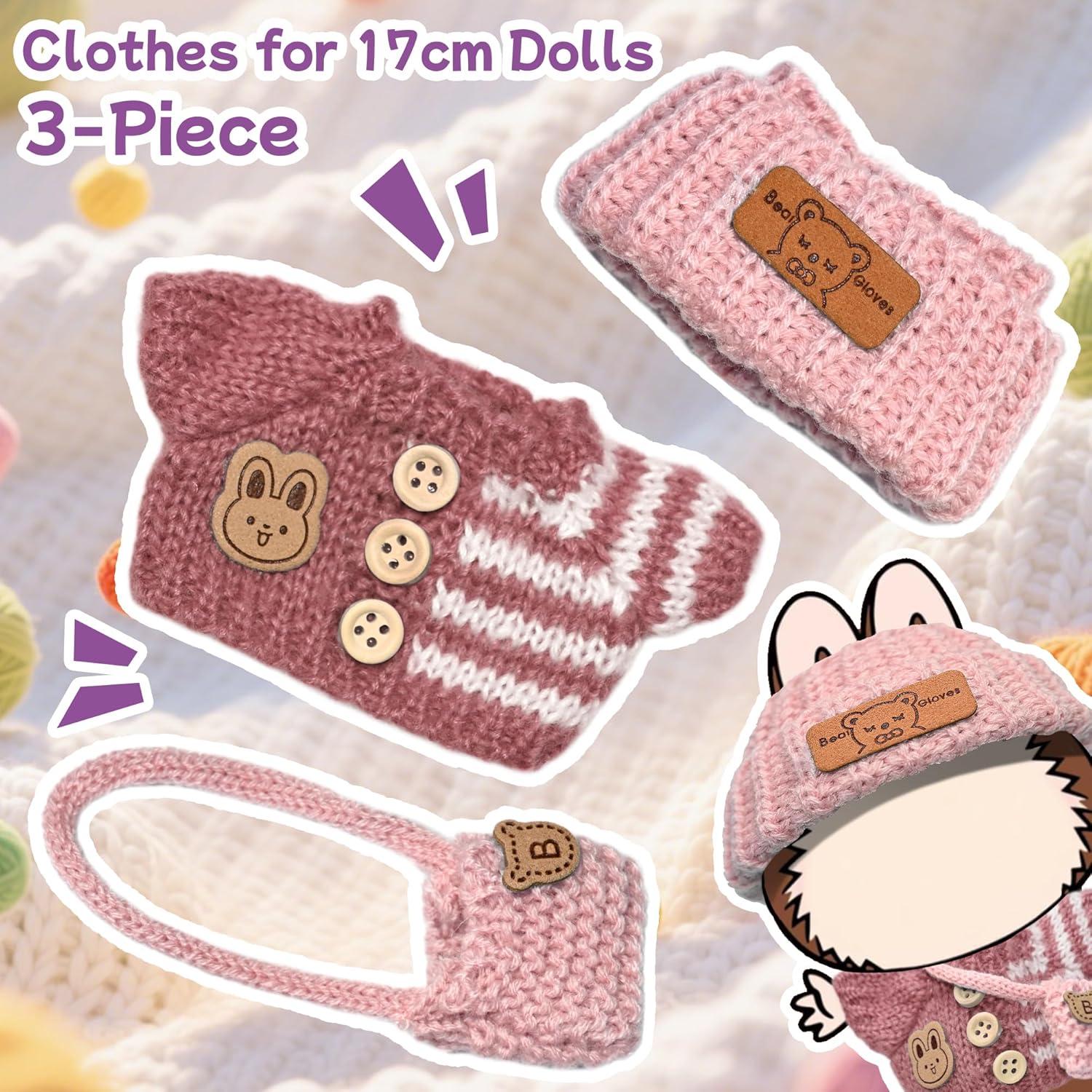 Conjunto de Ropa de Ganchillo para Muñecas 15/17cm Rosa