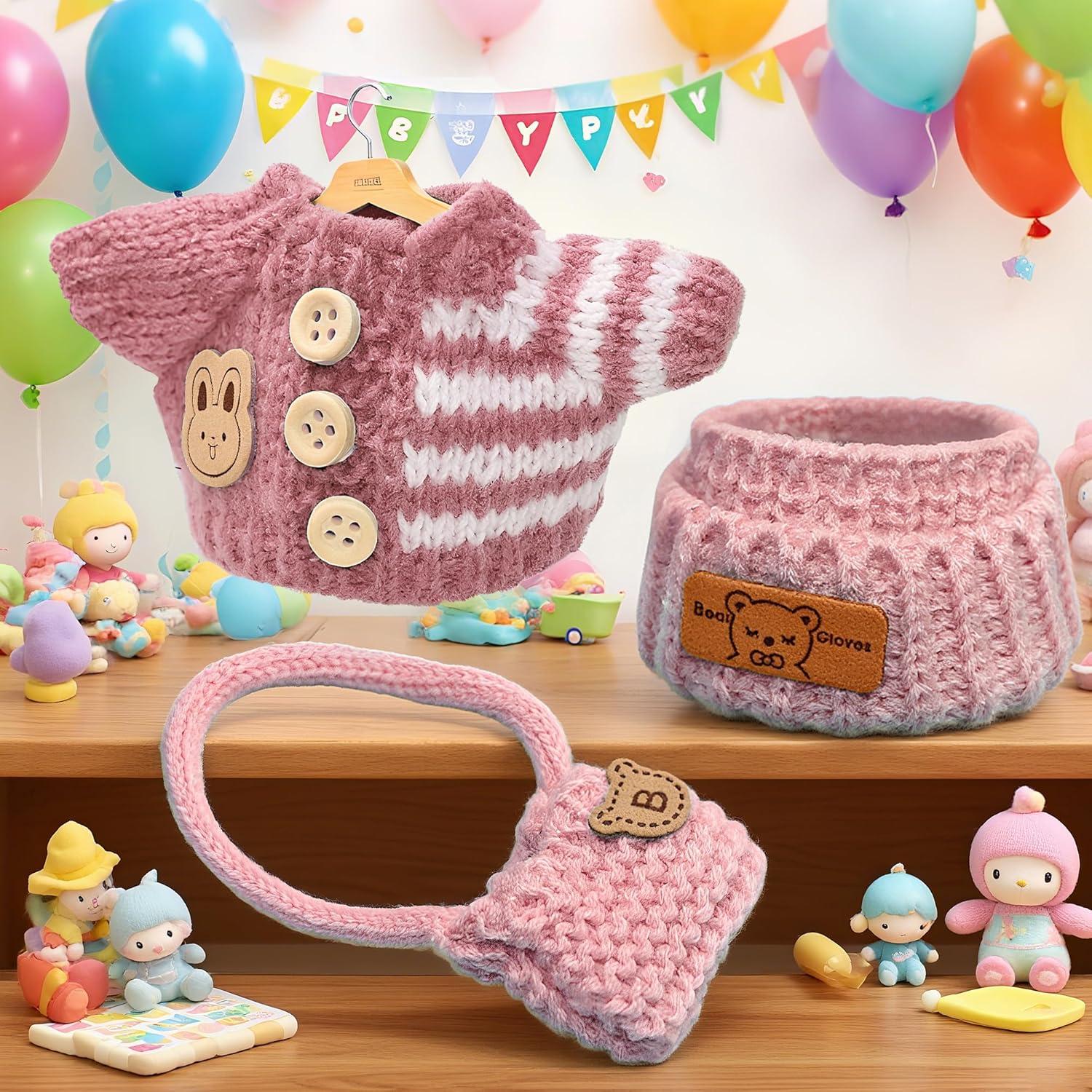 Conjunto de Ropa de Ganchillo para Muñecas 15/17cm Rosa