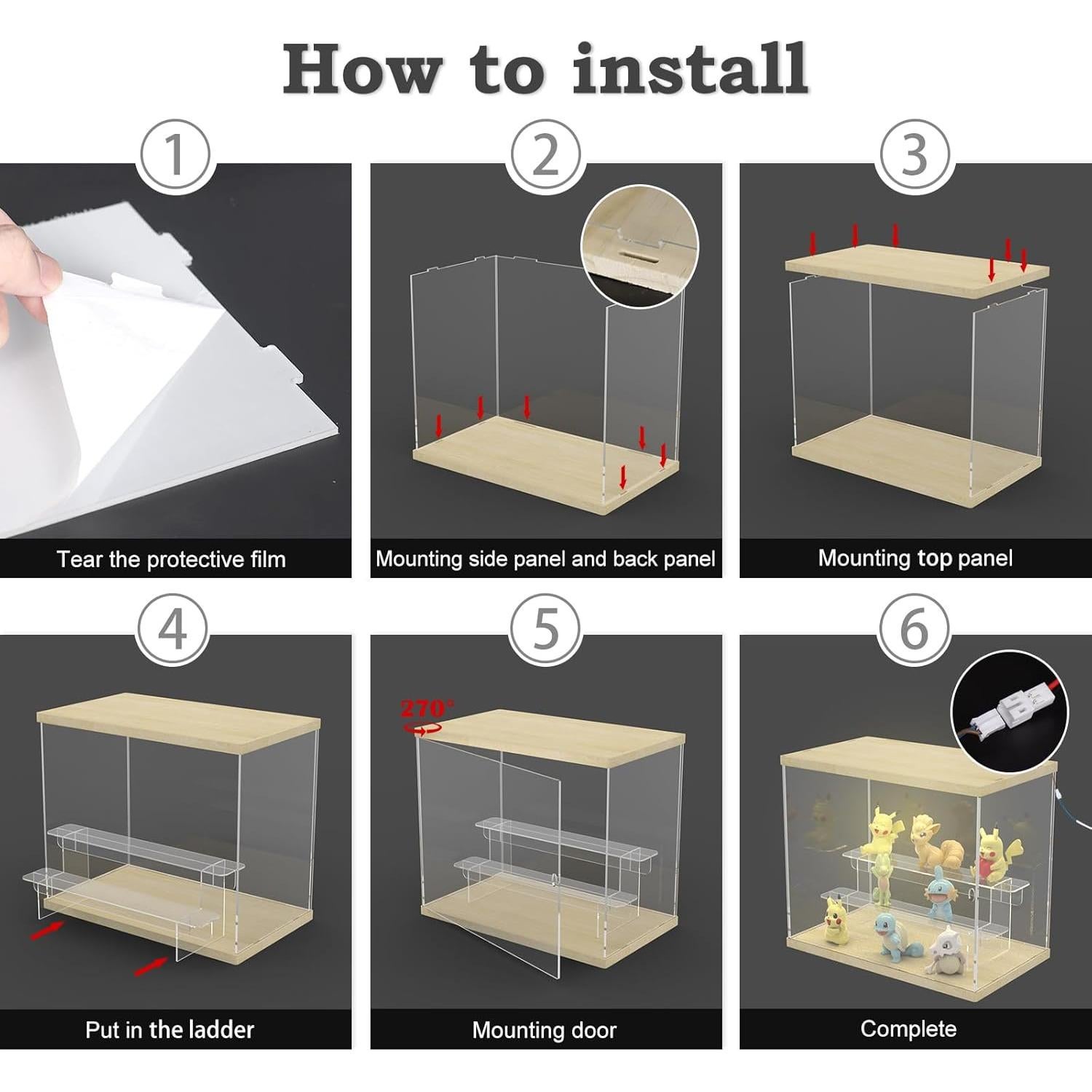 Caja de Exhibición Acrílica Nynelly 5 Niveles Rosa para Coleccionables