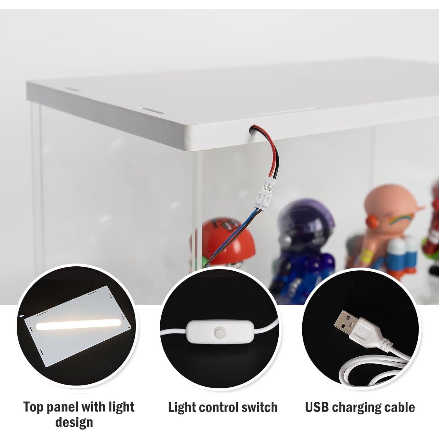 Caja de Exhibición Acrílica Nynelly con Luz 31.6x18x26.4cm Blanca