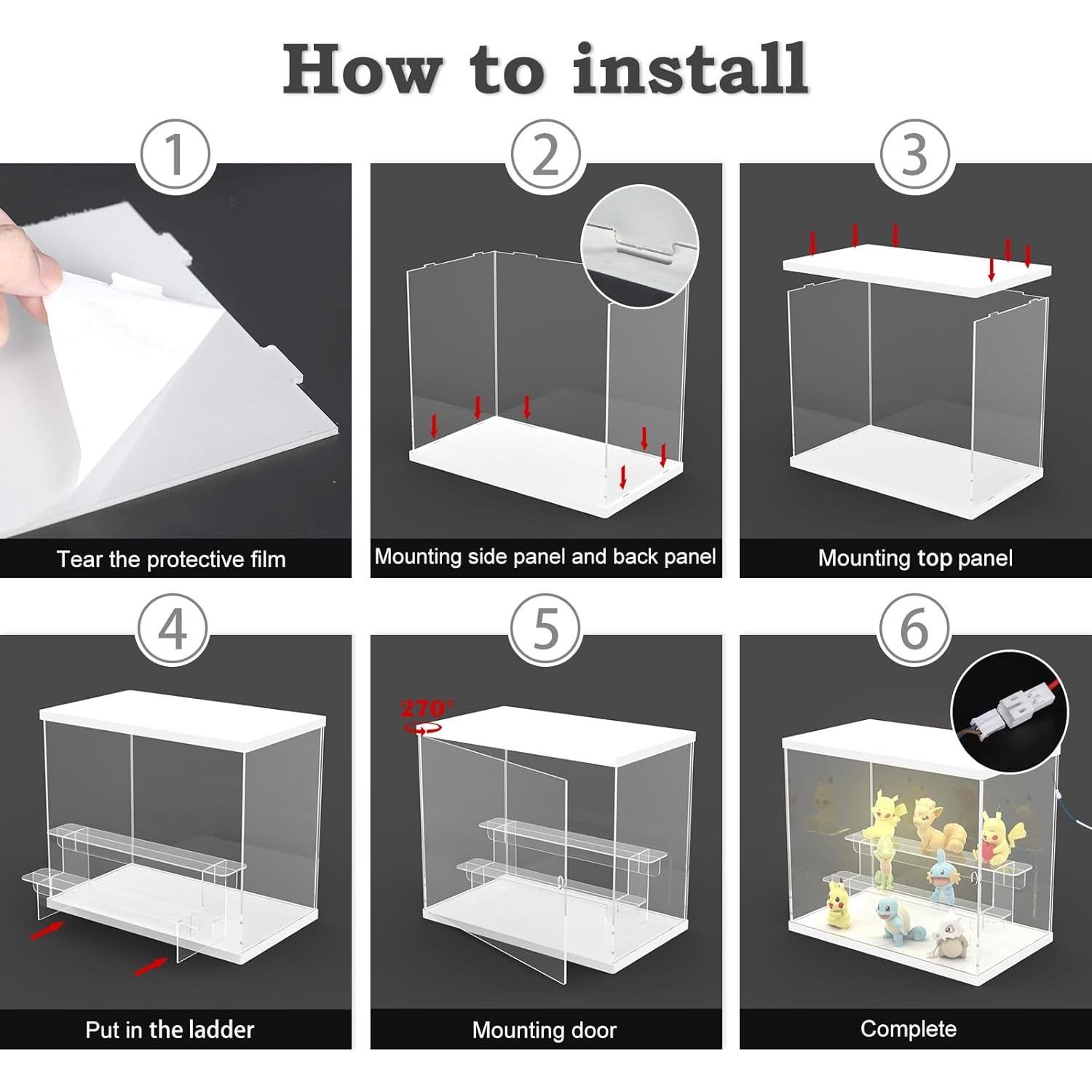 Caja de Exhibición Acrílica Nynelly con Luz 31.6x18x26.4cm Blanca
