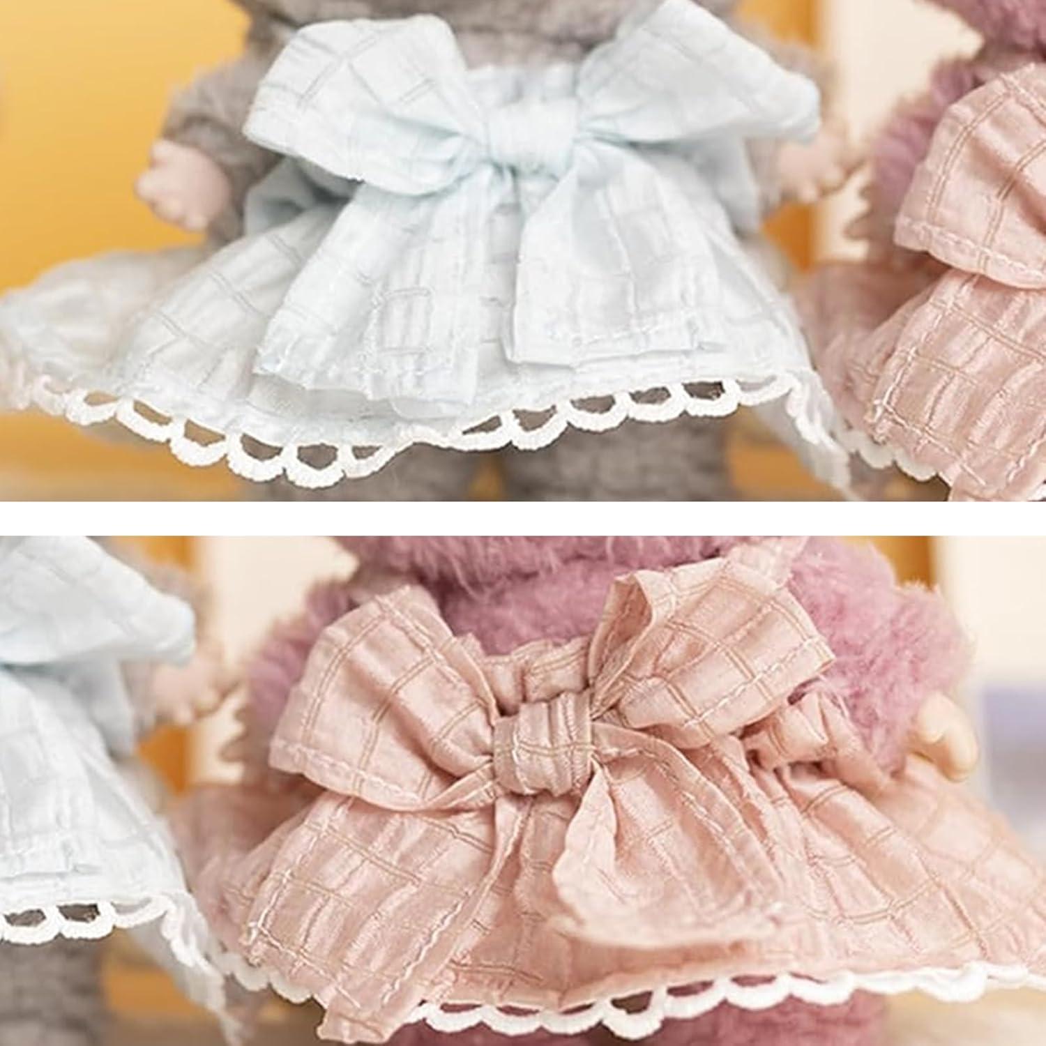 CALEMBOU Plush Doll Clothes, 6.7 Inches Cute Bow Tie Doll Clothes for Plush Doll, Kawaii Doll Accessories Toys Gifts for Girls(Only Clothes) (Blue)