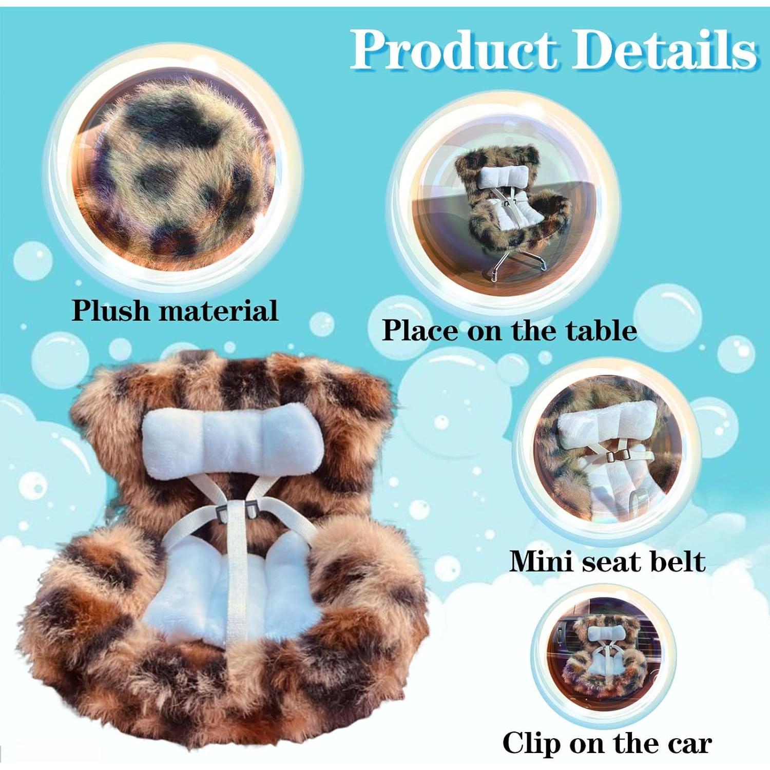 Asiento de Auto para Muñecas Genérico Leopardo con Cojín Suave