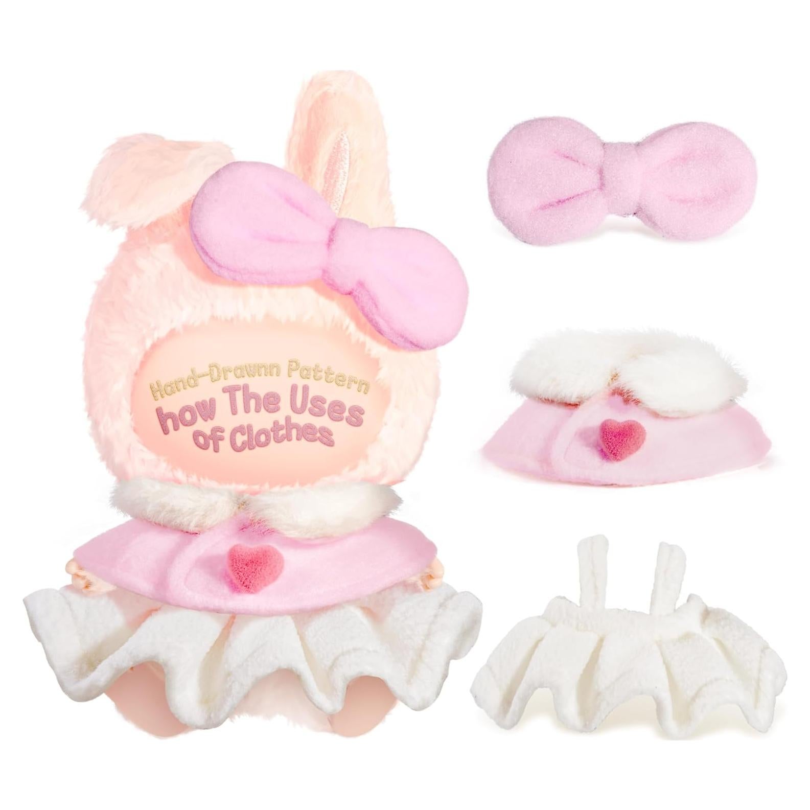 Conjunto de Ropa Labubu Rosa para Muñecas 17cm - Atuendo Elegante