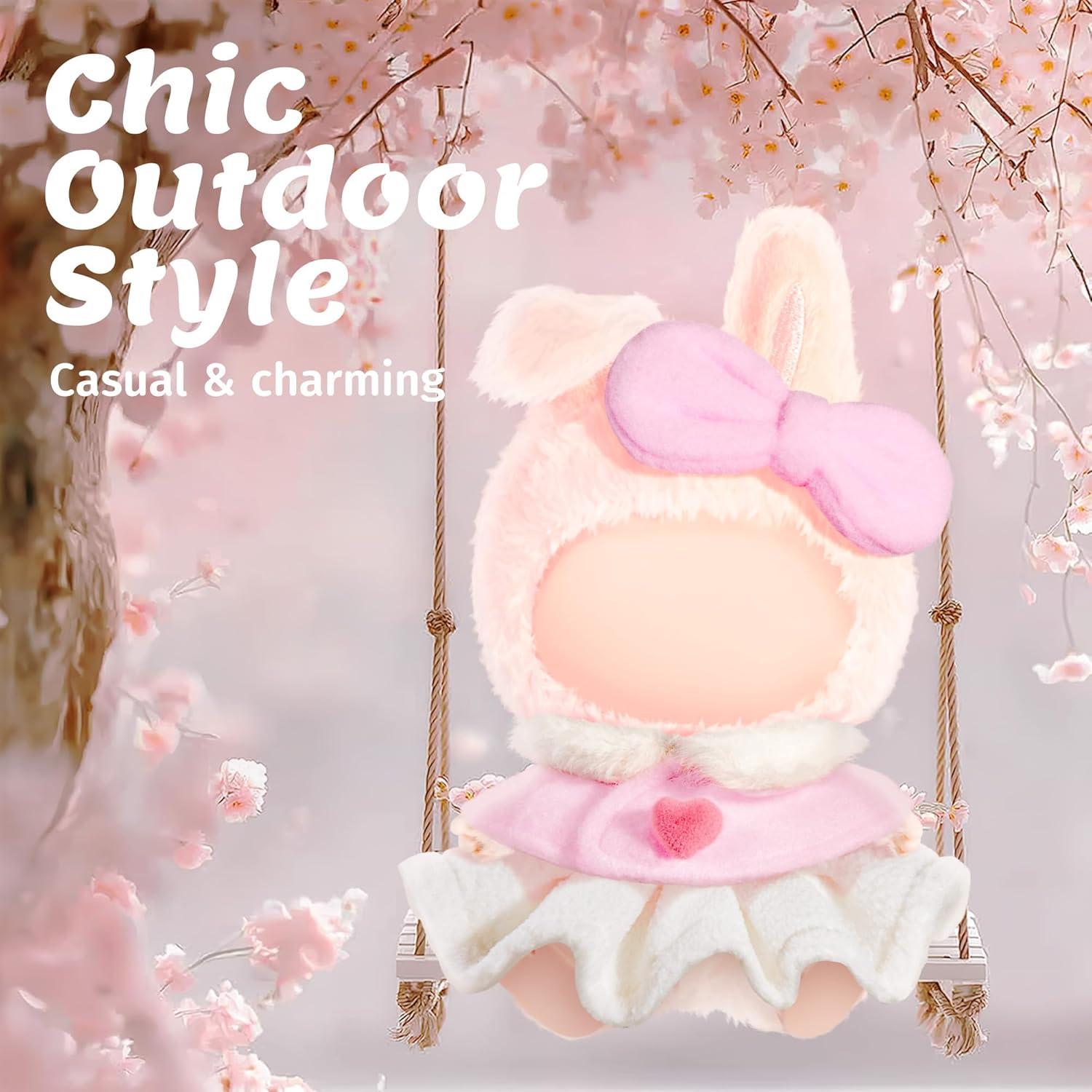 Conjunto de Ropa Labubu Rosa para Muñecas 17cm - Atuendo Elegante