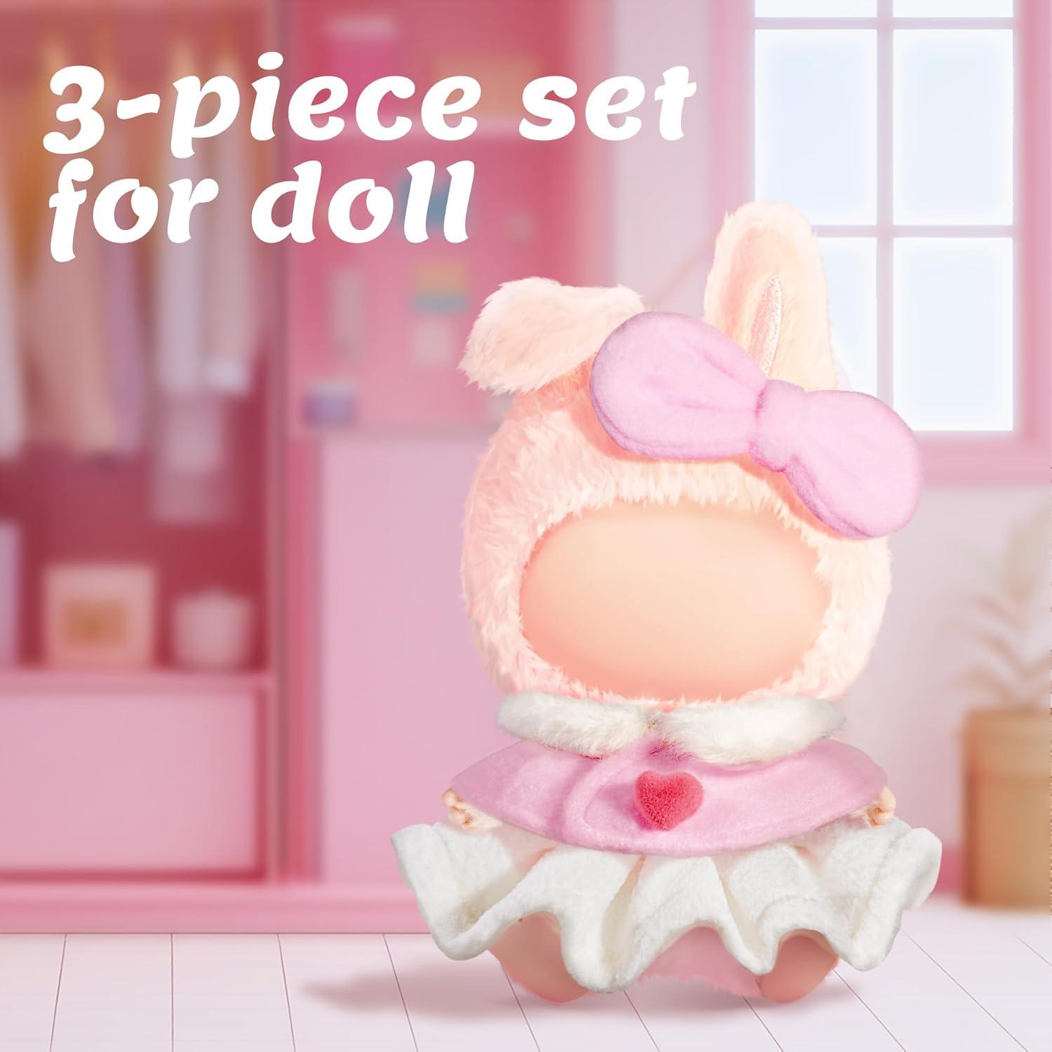 Conjunto de Ropa Labubu Rosa para Muñecas 17cm - Atuendo Elegante