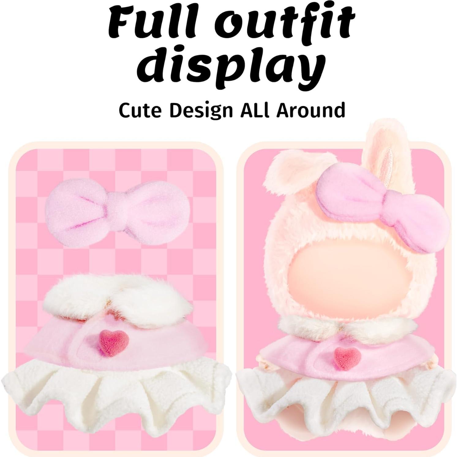 Conjunto de Ropa Labubu Rosa para Muñecas 17cm - Atuendo Elegante