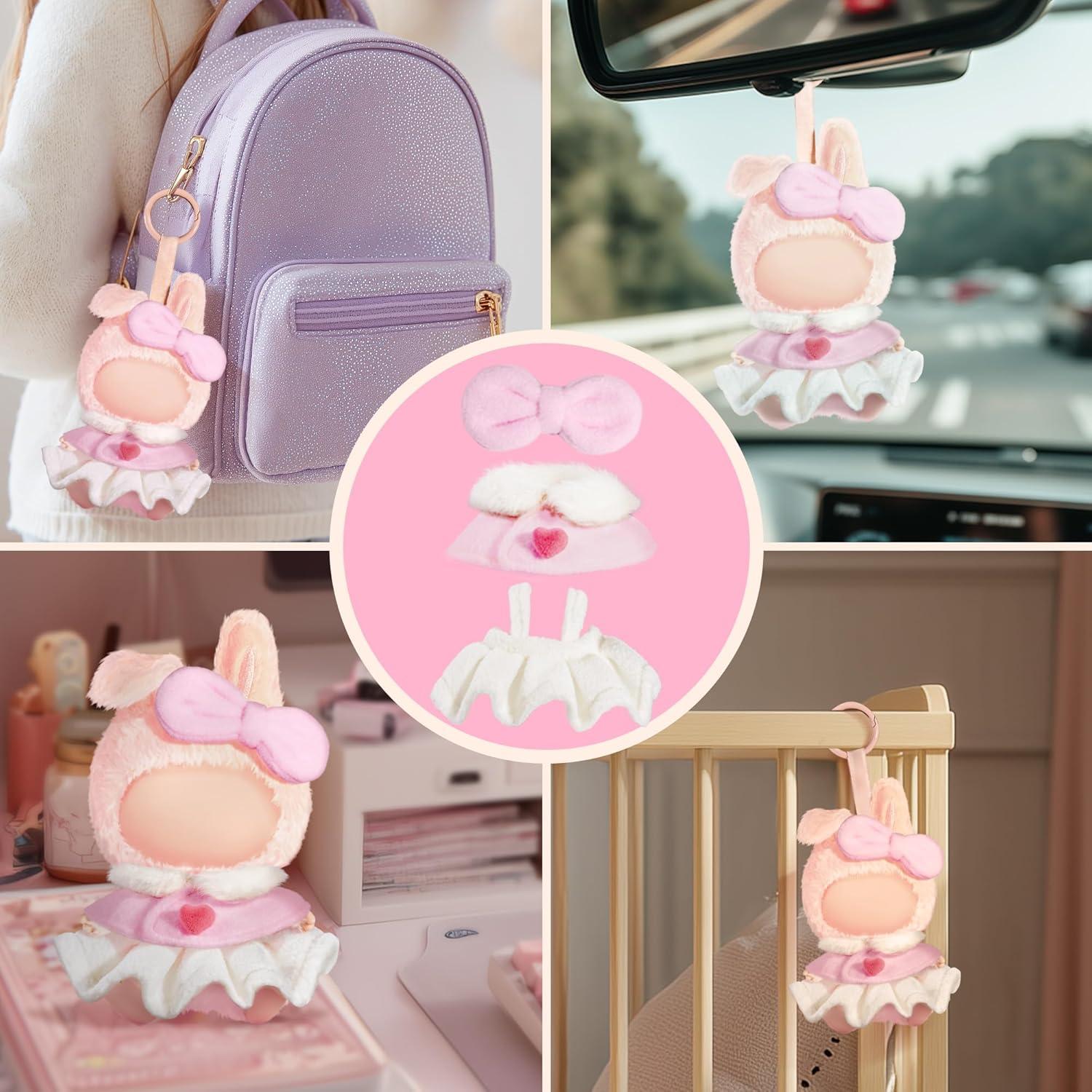 Conjunto de Ropa Labubu Rosa para Muñecas 17cm - Atuendo Elegante