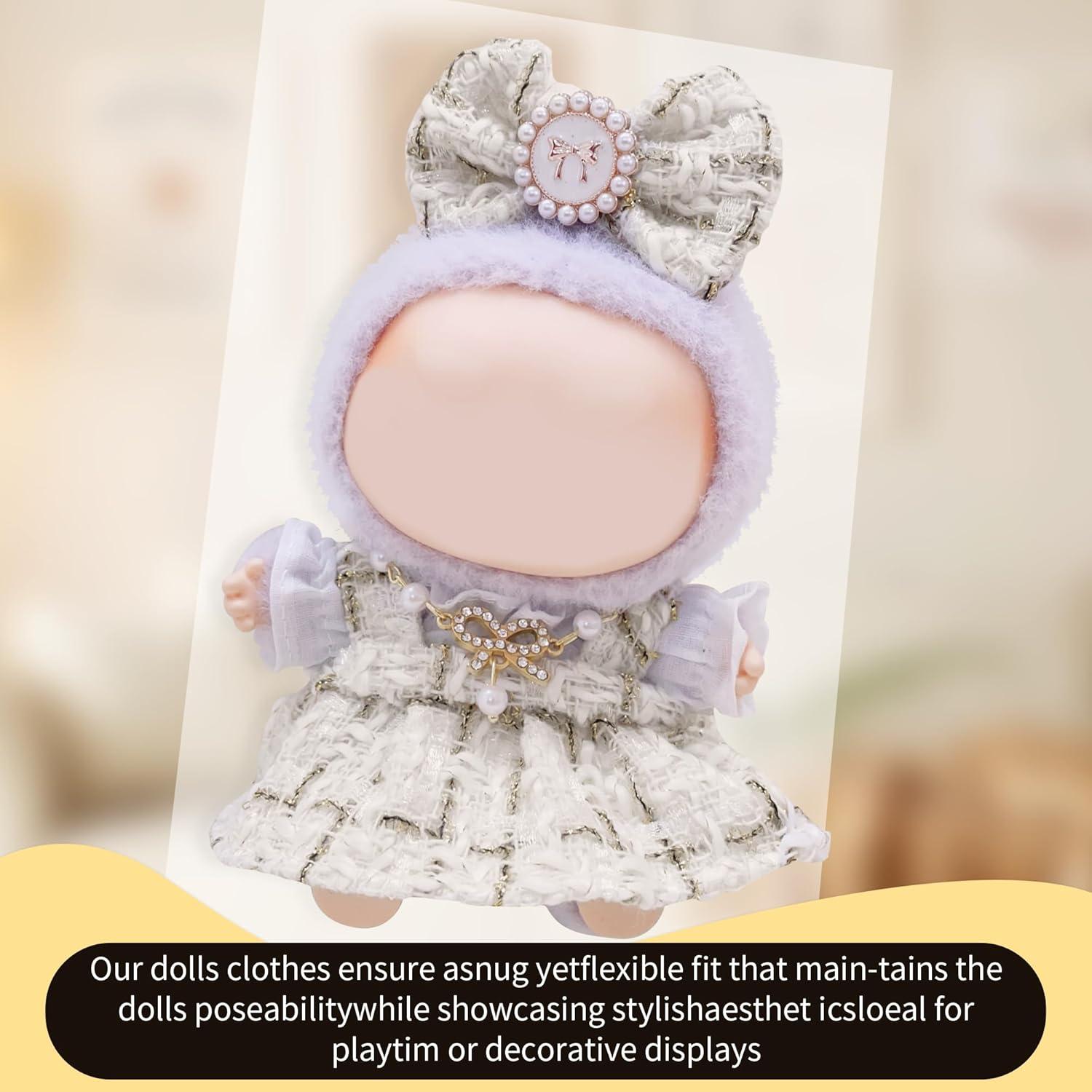 Conjunto de Ropa para Muñecas Labubu 4 Piezas Dorado 17cm