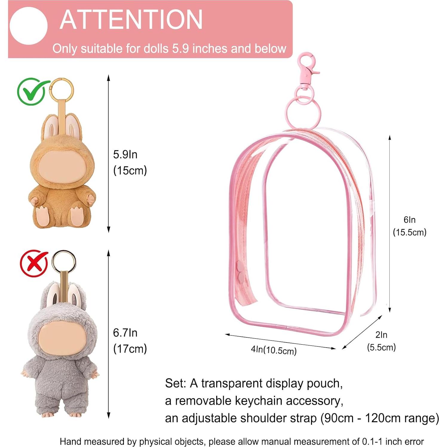 Funda Protectora Rosa para Muñecas de Peluche 15.24x10.16cm