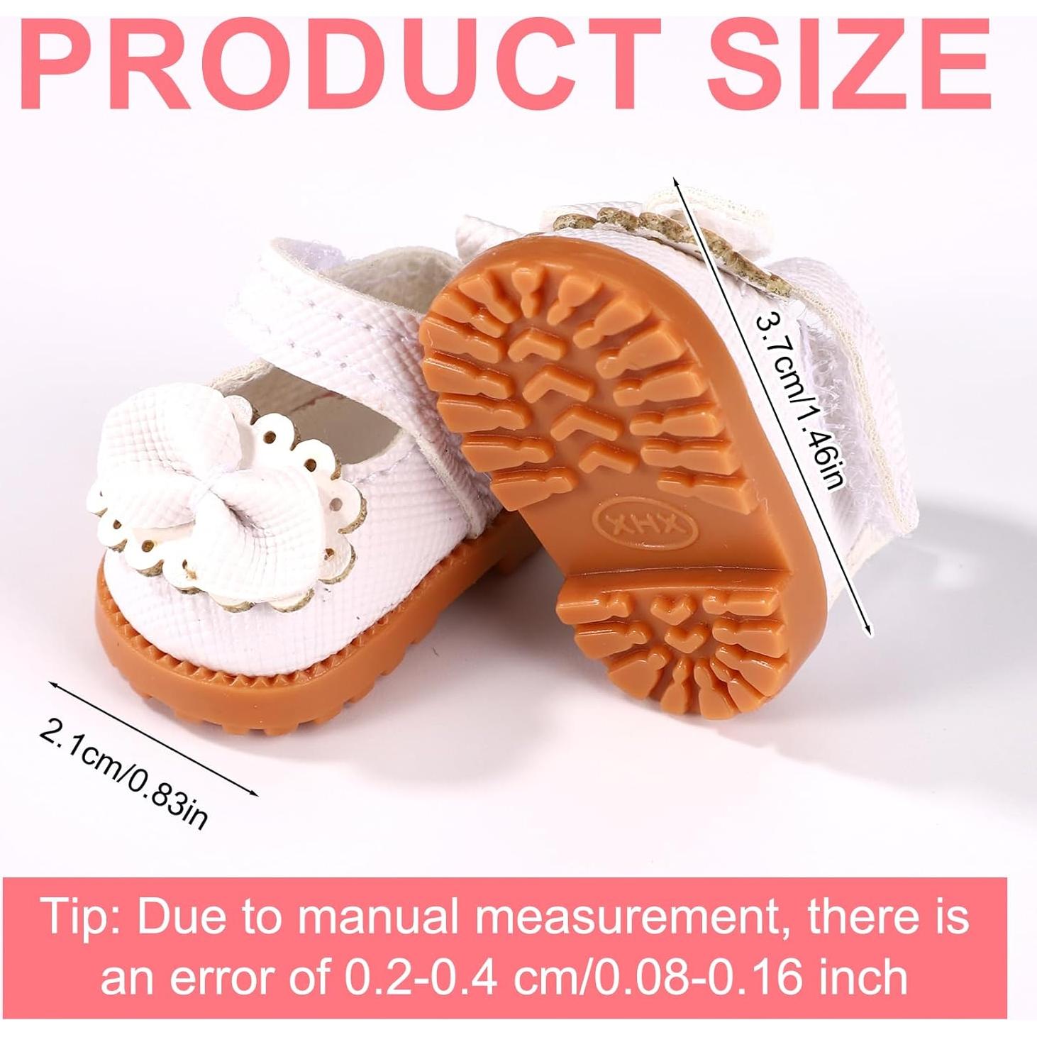 2 Pares de Zapatos Miniatura Kawaii para Muñecas 17cm - Negro y Blanco