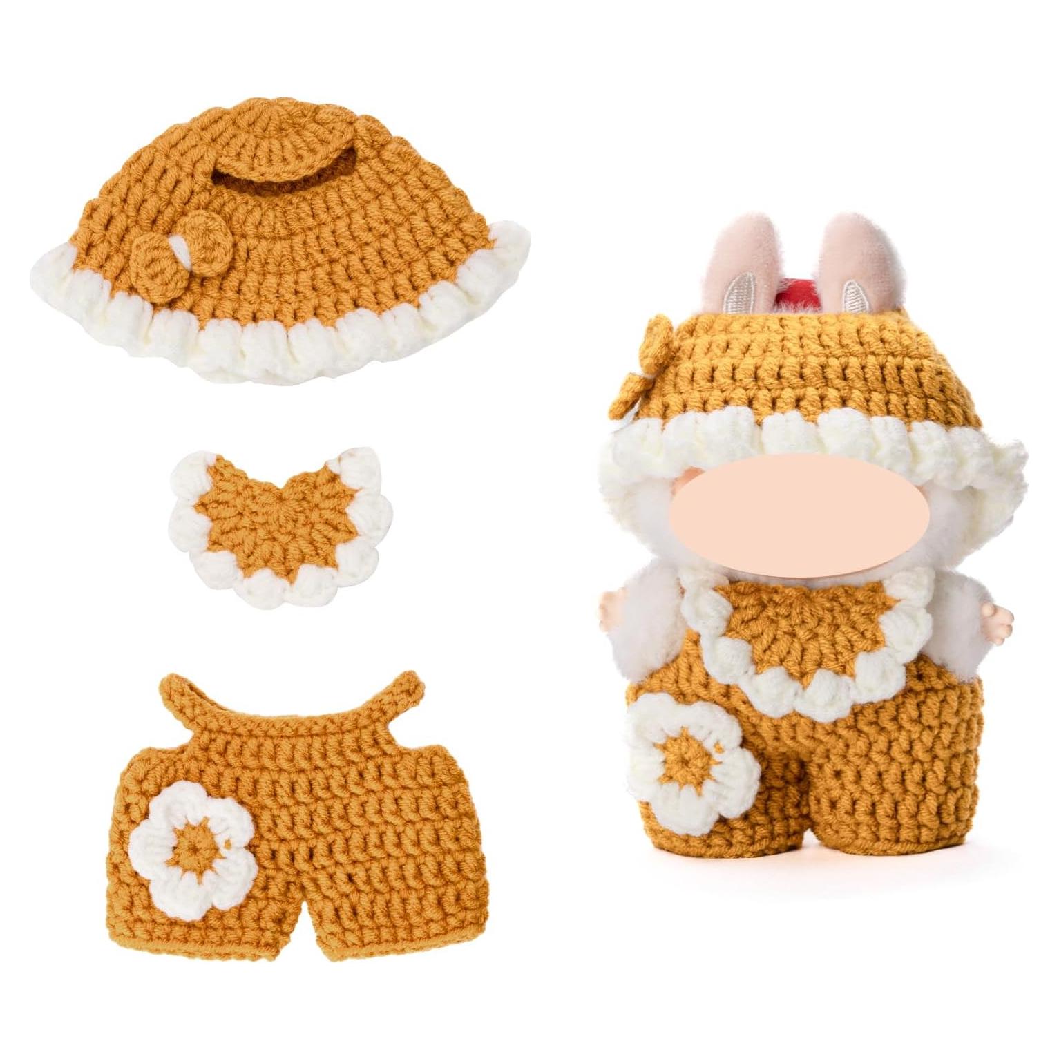 Conjunto de Ropa de Ganchillo para Muñeca Labubu 17cm - 3 Piezas