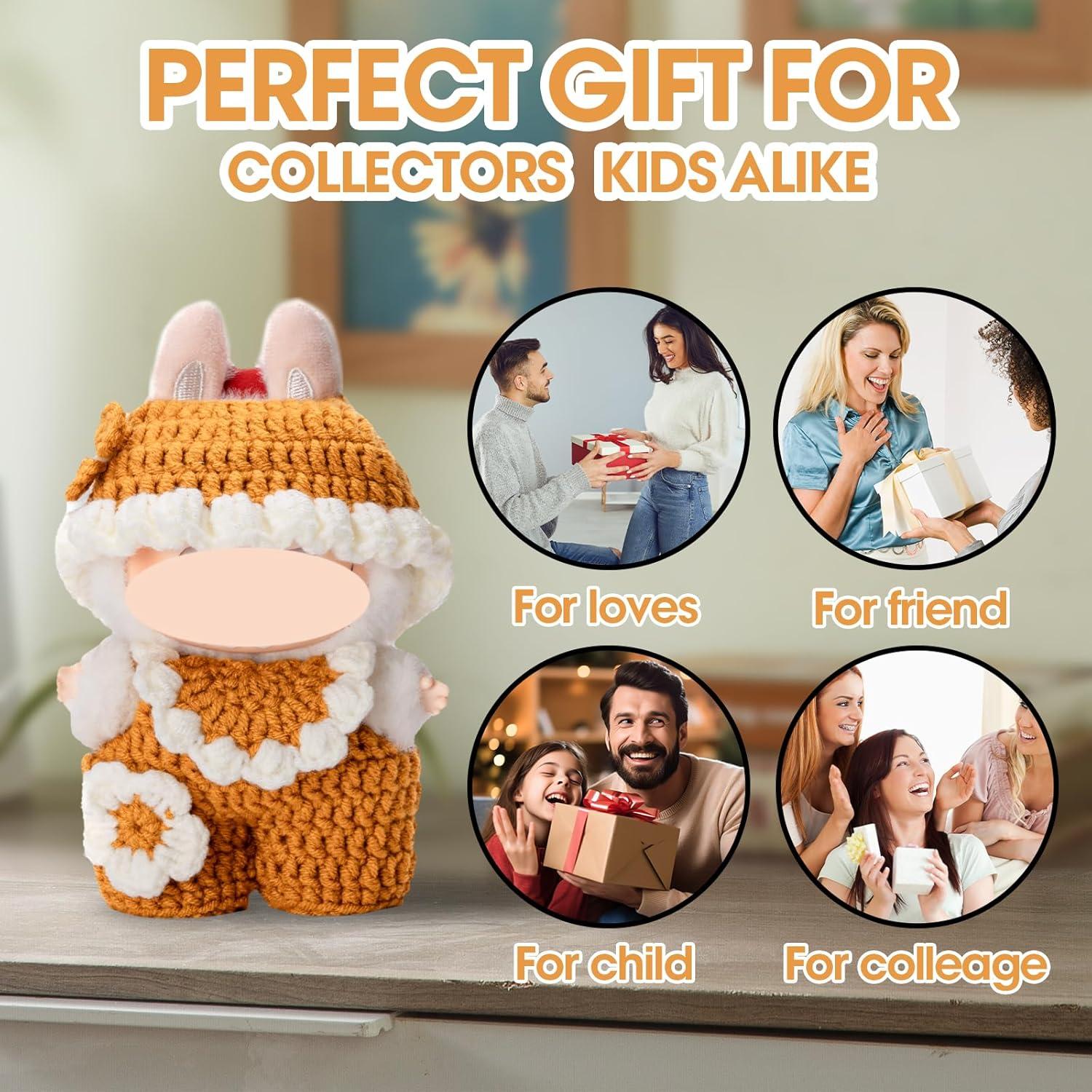 Conjunto de Ropa de Ganchillo para Muñeca Labubu 17cm - 3 Piezas