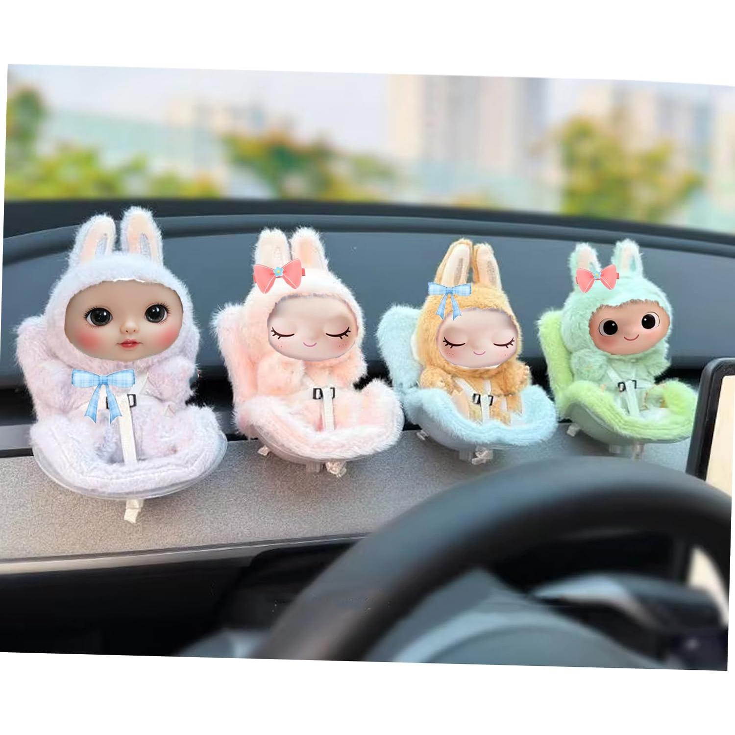 Asiento de Coche para Muñecas Genérico Verde Amarillo 10-17 cm