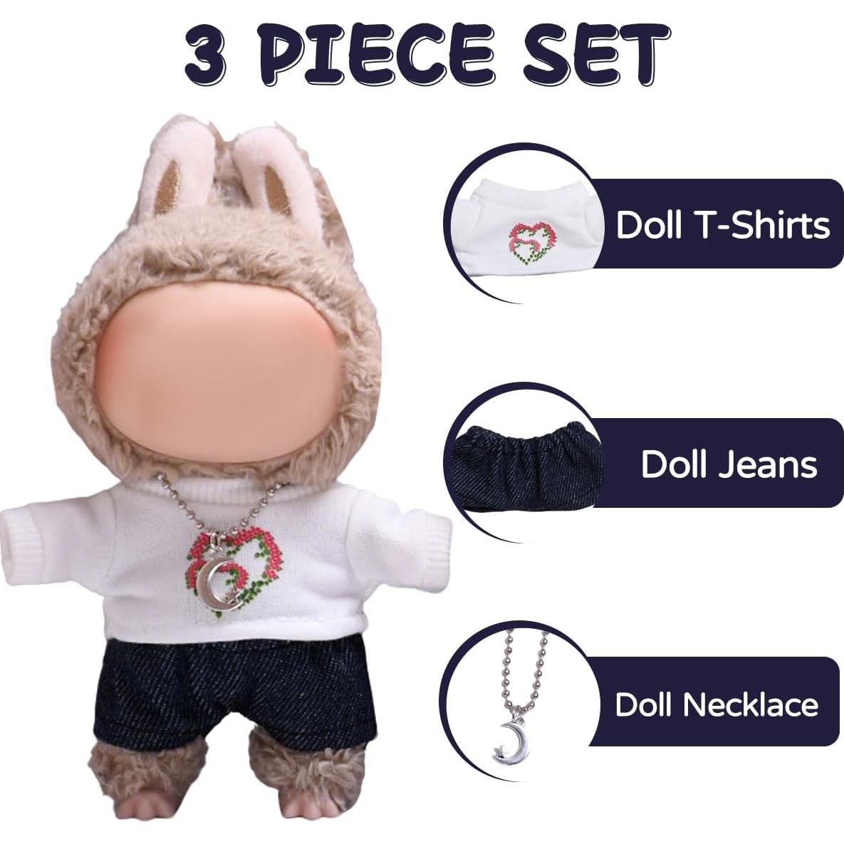 Conjunto de Ropa para Muñecas 17cm Labubu Estilo 6 3 Piezas